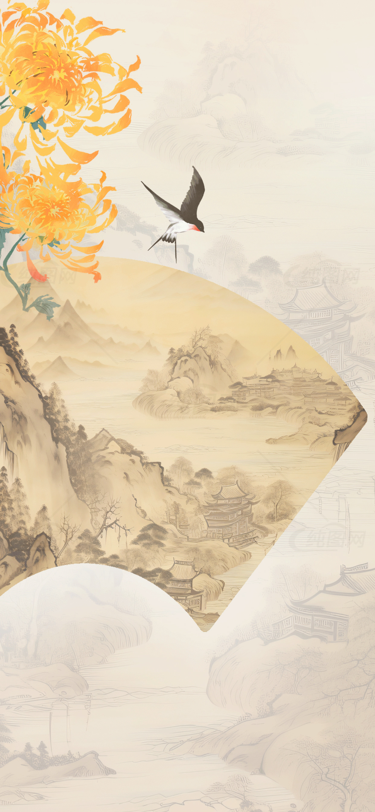 中国传统水墨画风景图素材
