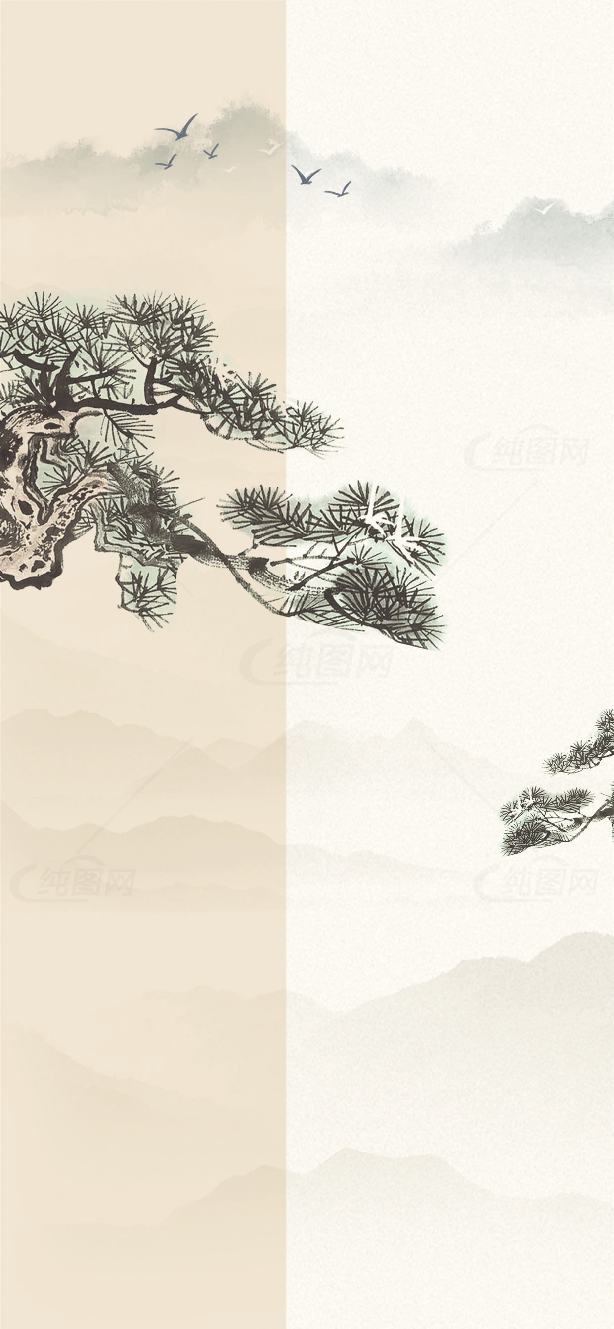 中国传统水墨画风景壁纸素材