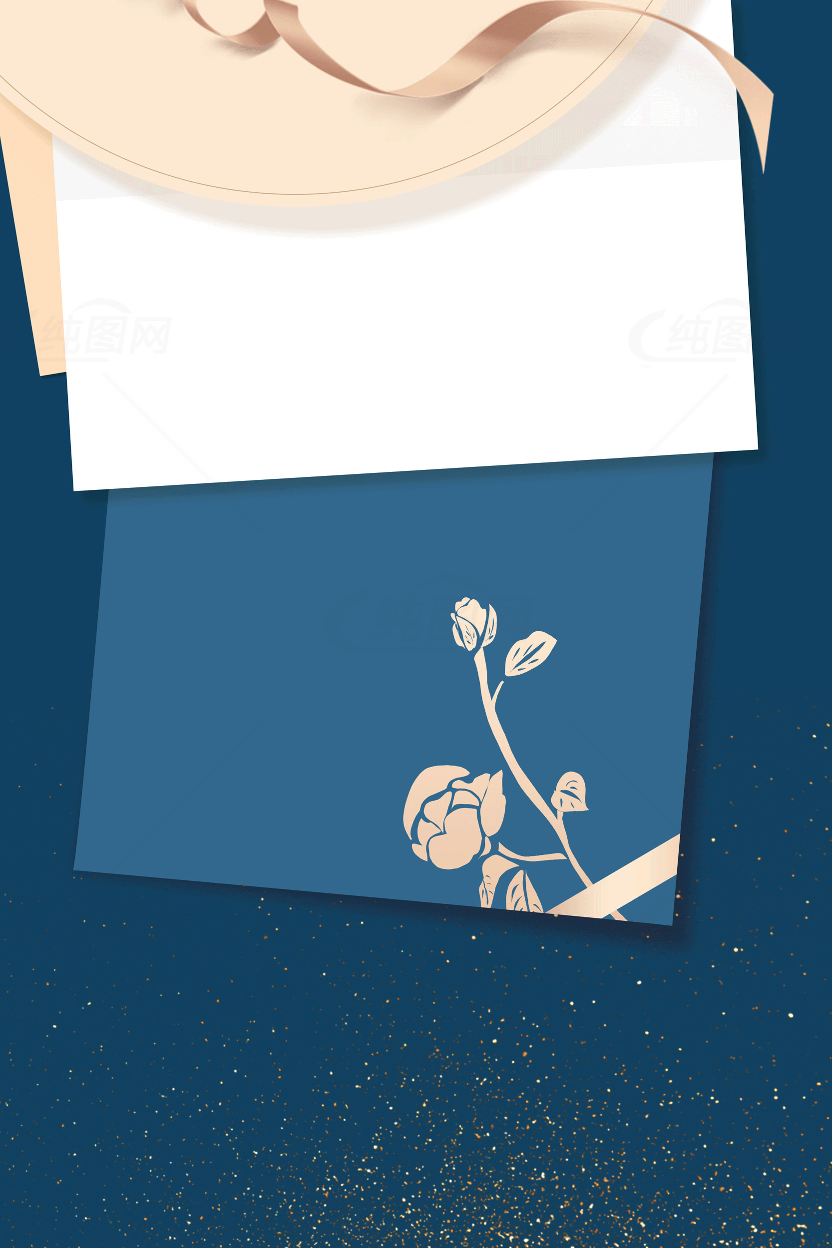 优雅蓝色花卉贺卡设计素材