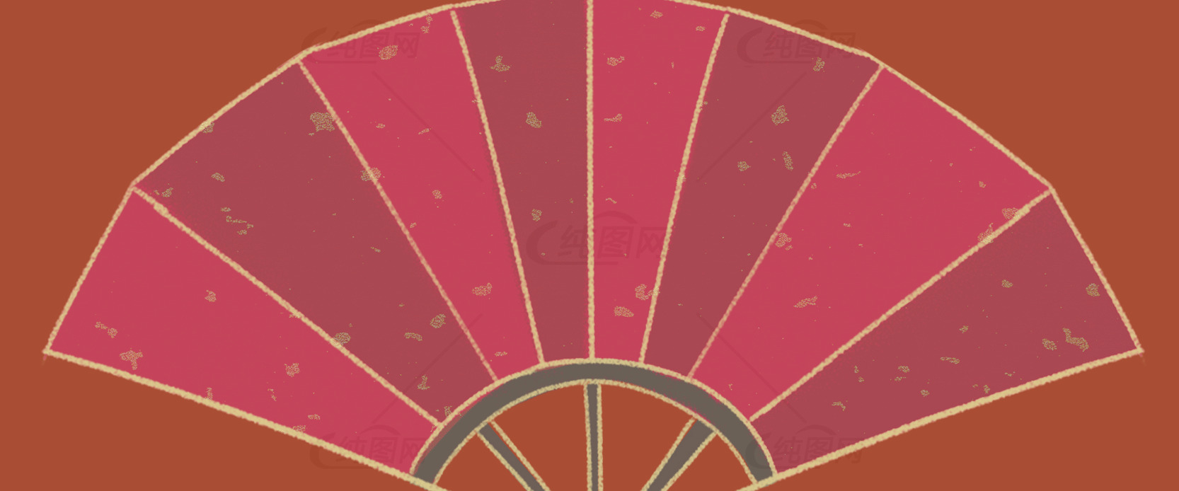 红色扇子插画设计素材