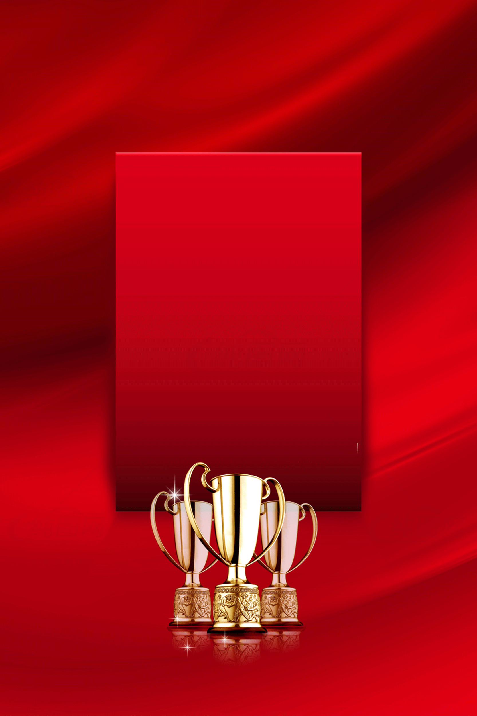 红色背景的金色奖杯图片素材