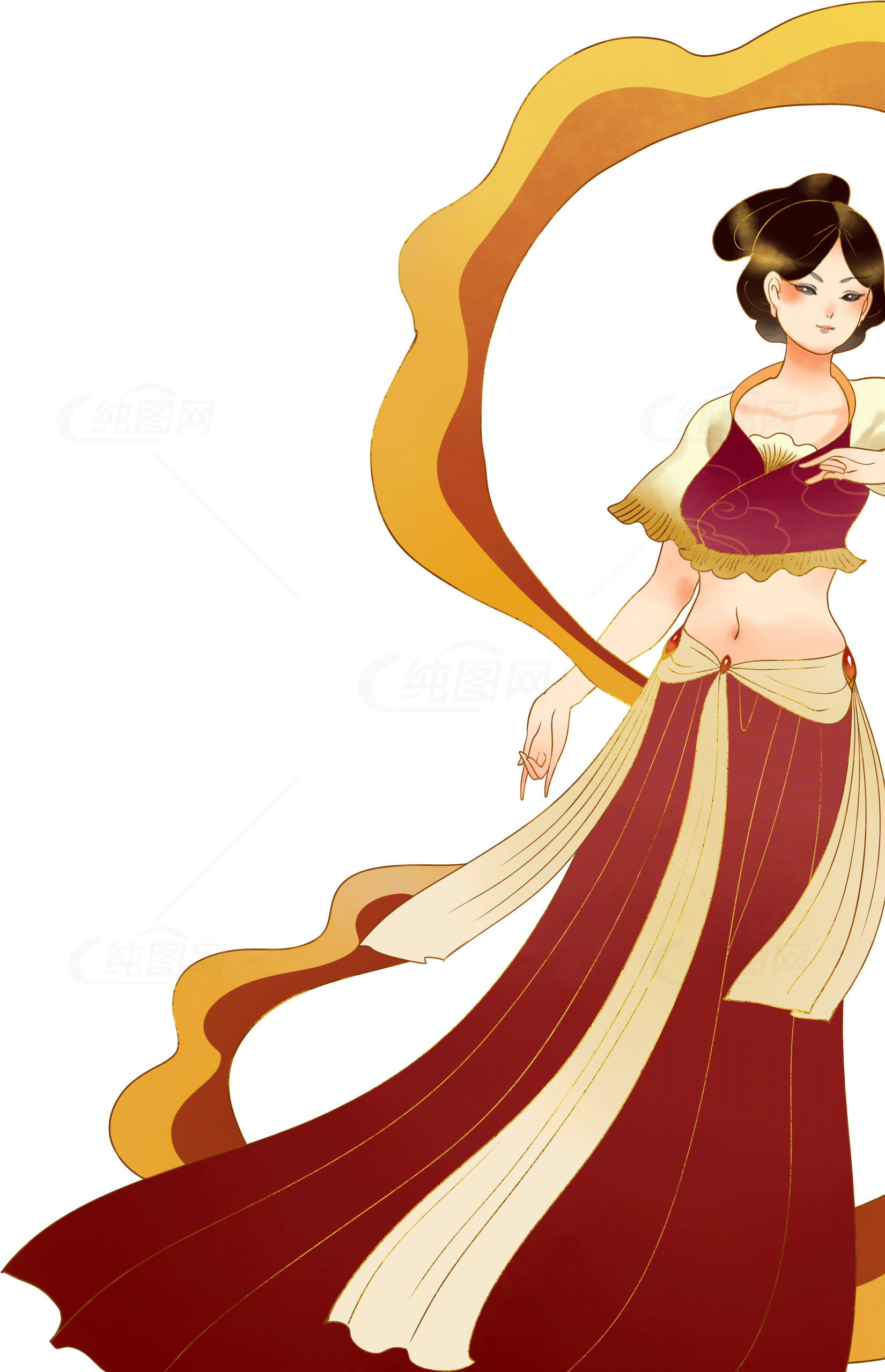 古风插画中的优雅女子素材