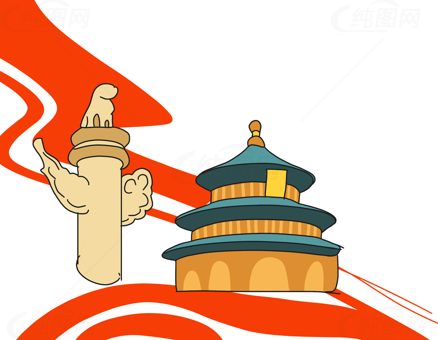 天坛与华表插画设计素材
