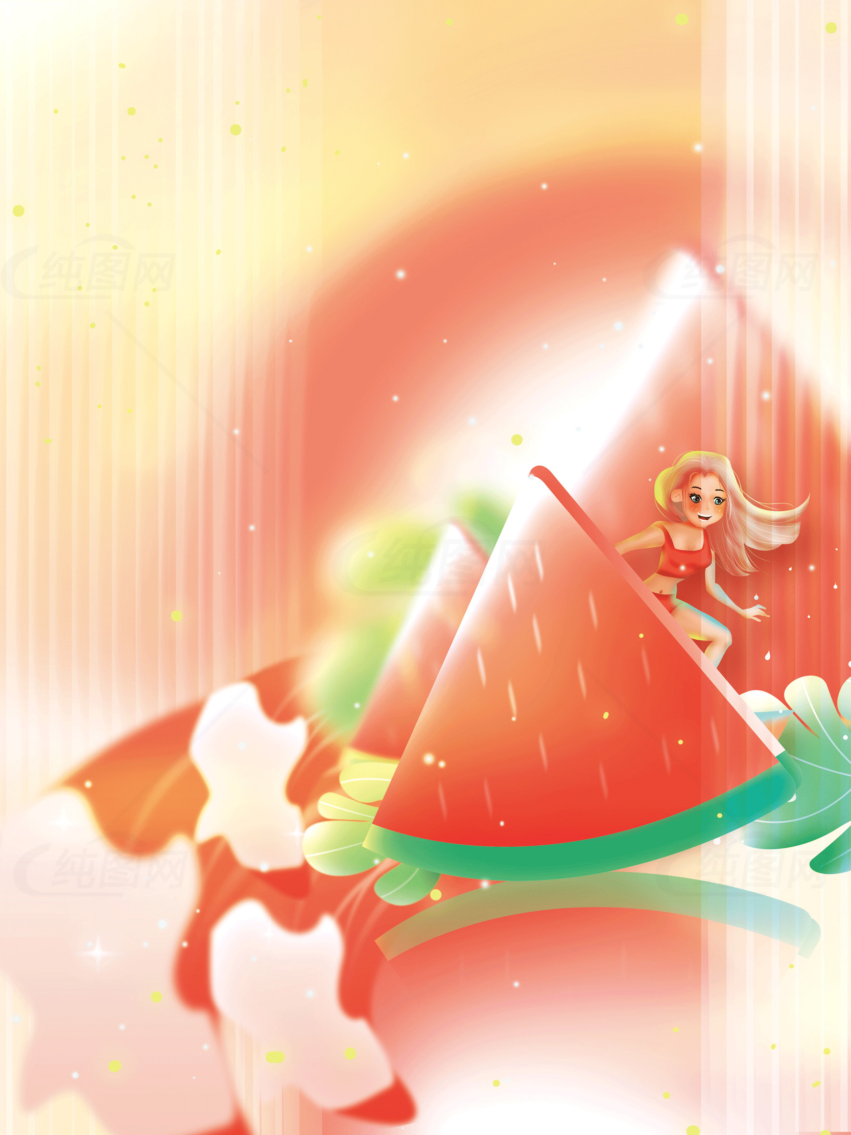 夏日清爽西瓜插画设计素材