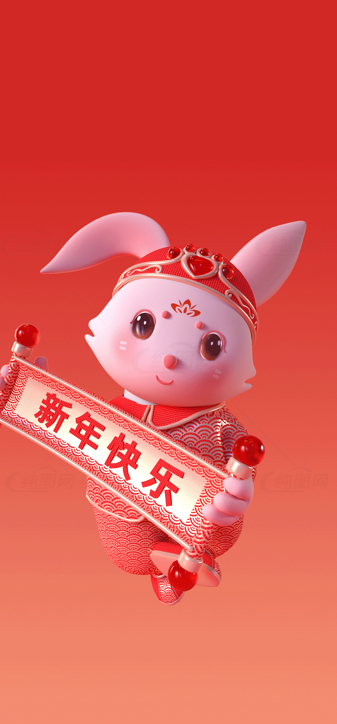 可爱兔子新年快乐祝福图片素材