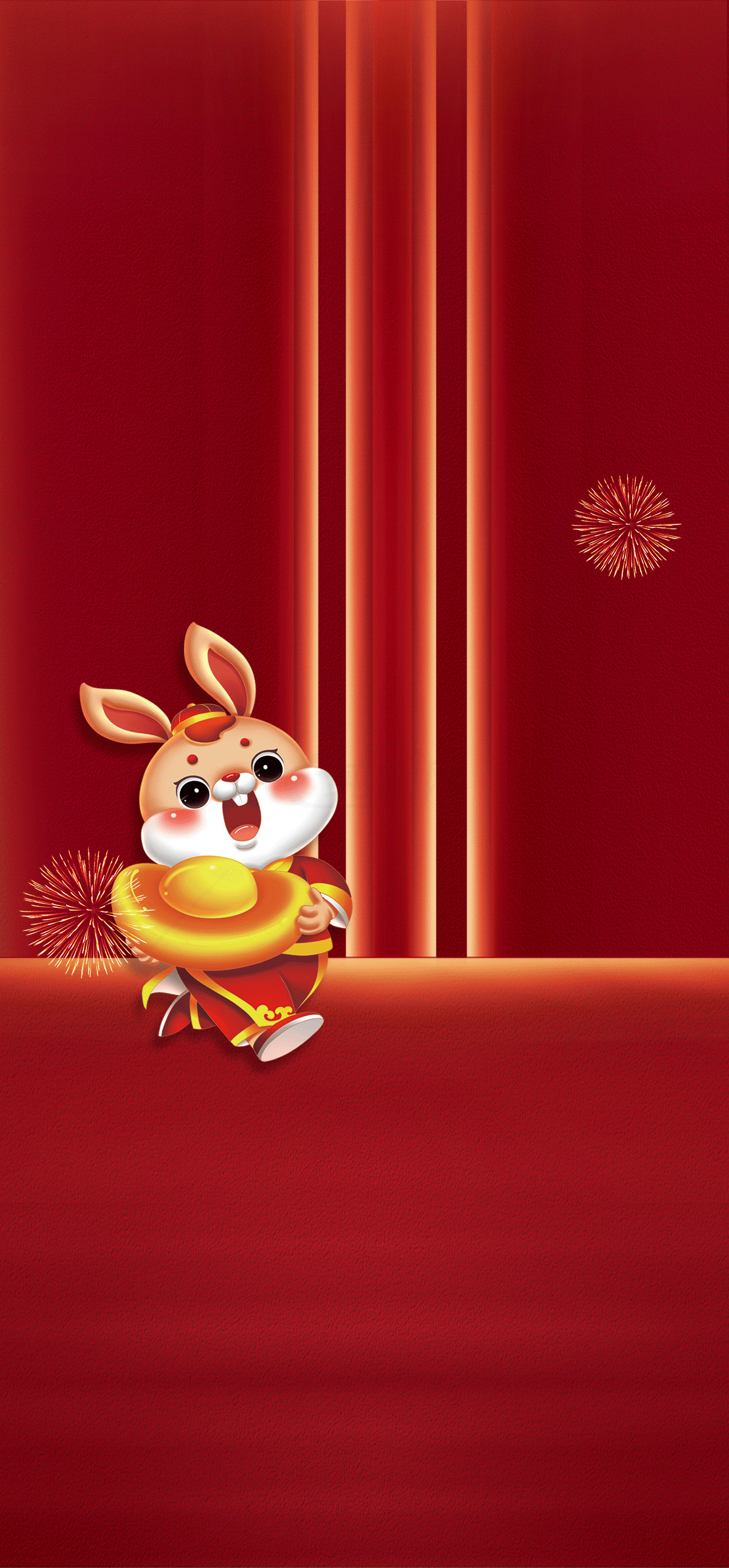 中式新年兔子艺术插画背景素材