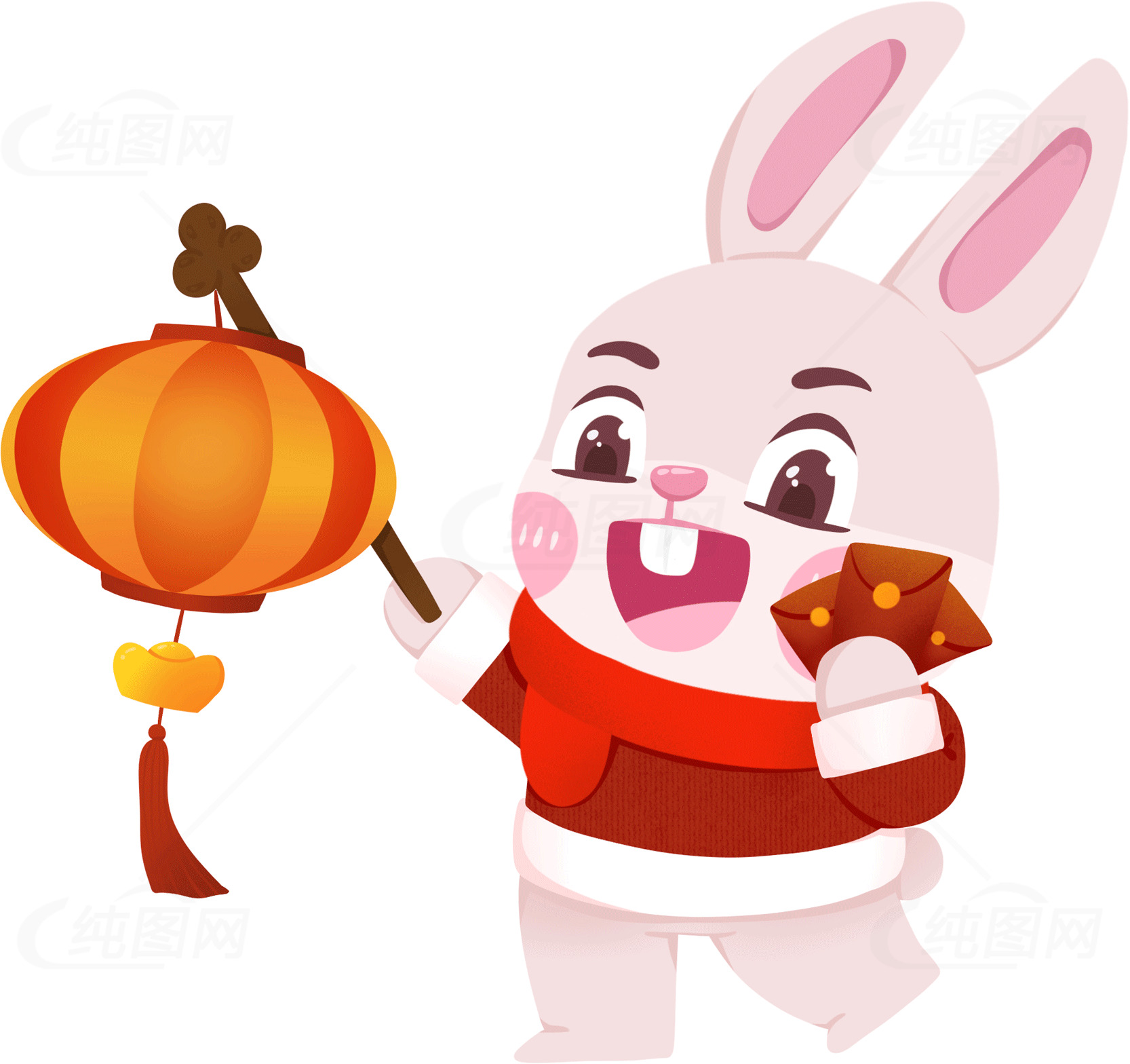 可爱兔子庆祝中秋节插画素材