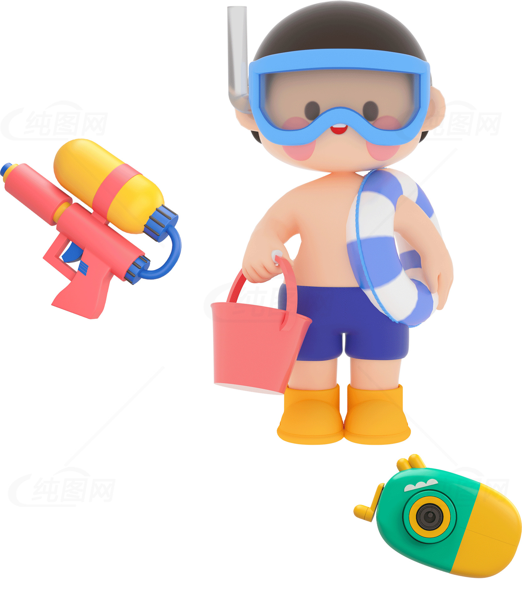 可爱卡通海滩玩具形象素材