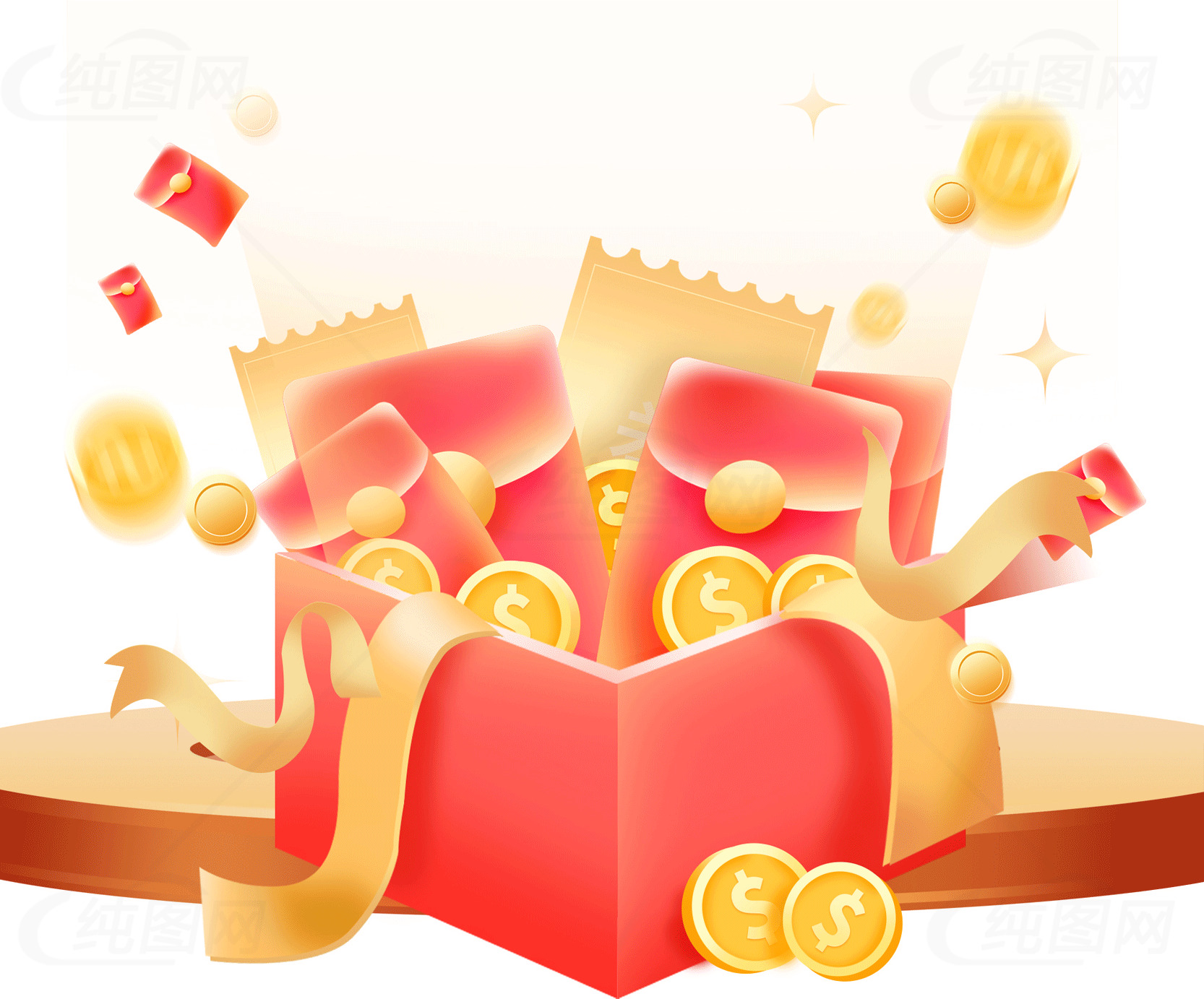 红包与金币的节日庆祝插图素材