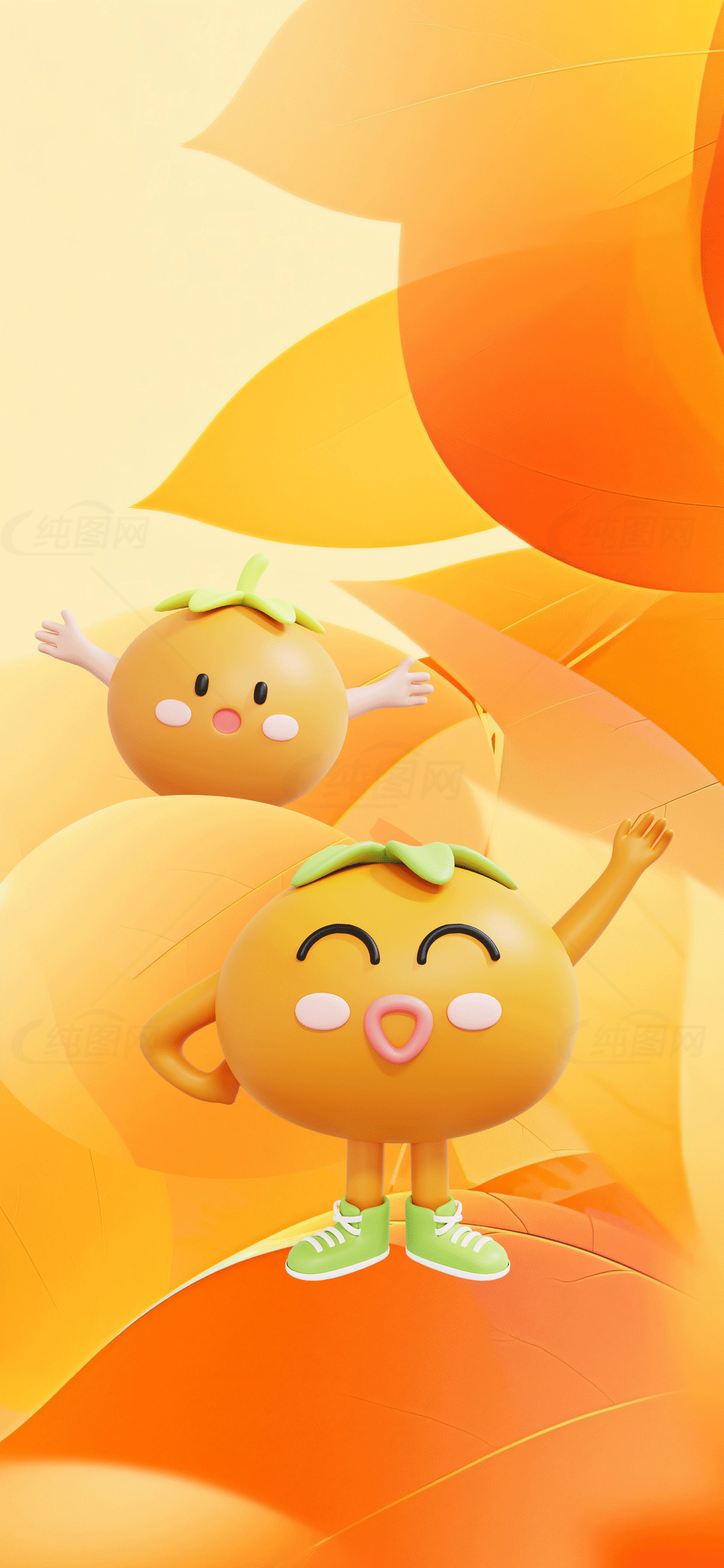 可爱卡通橙色角色插画素材