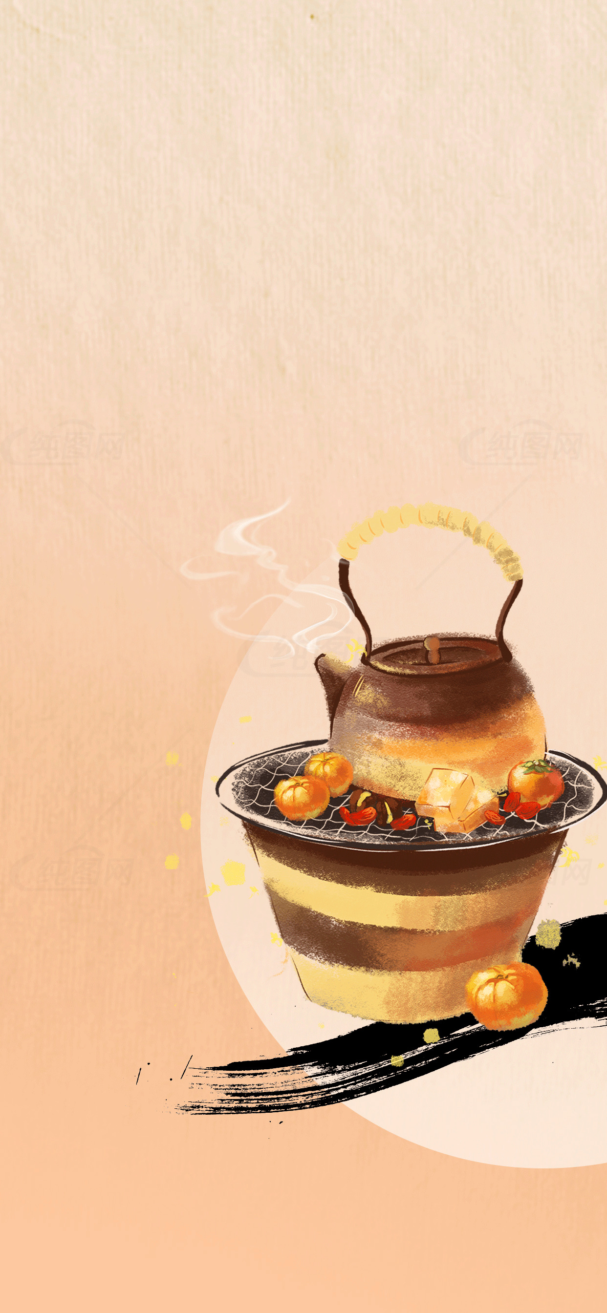 秋季暖茶插画背景图片素材