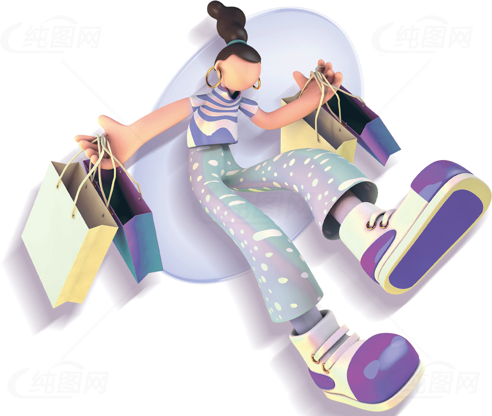 时尚购物插画：潮流与乐趣的完美结合素材