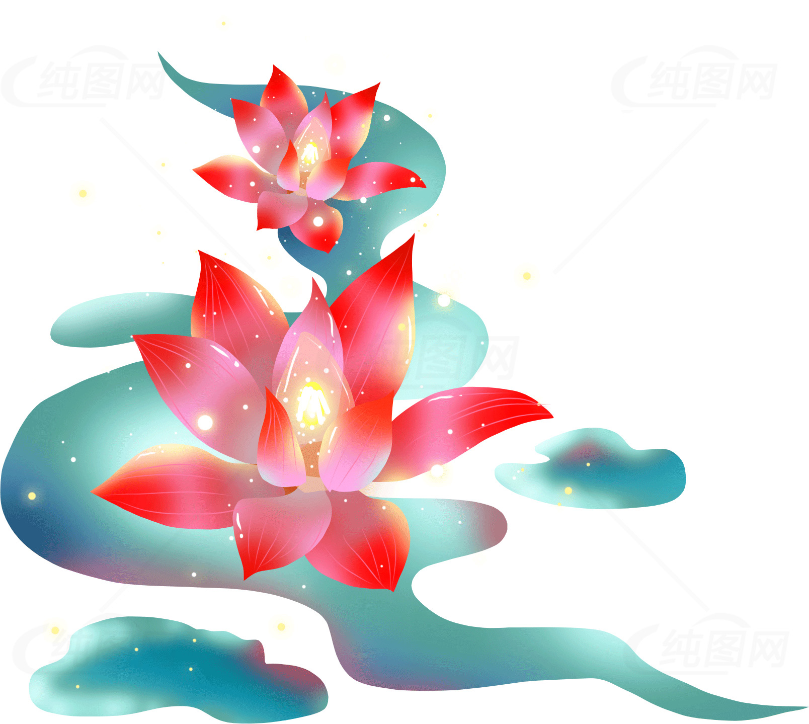 梦幻莲花插画设计素材