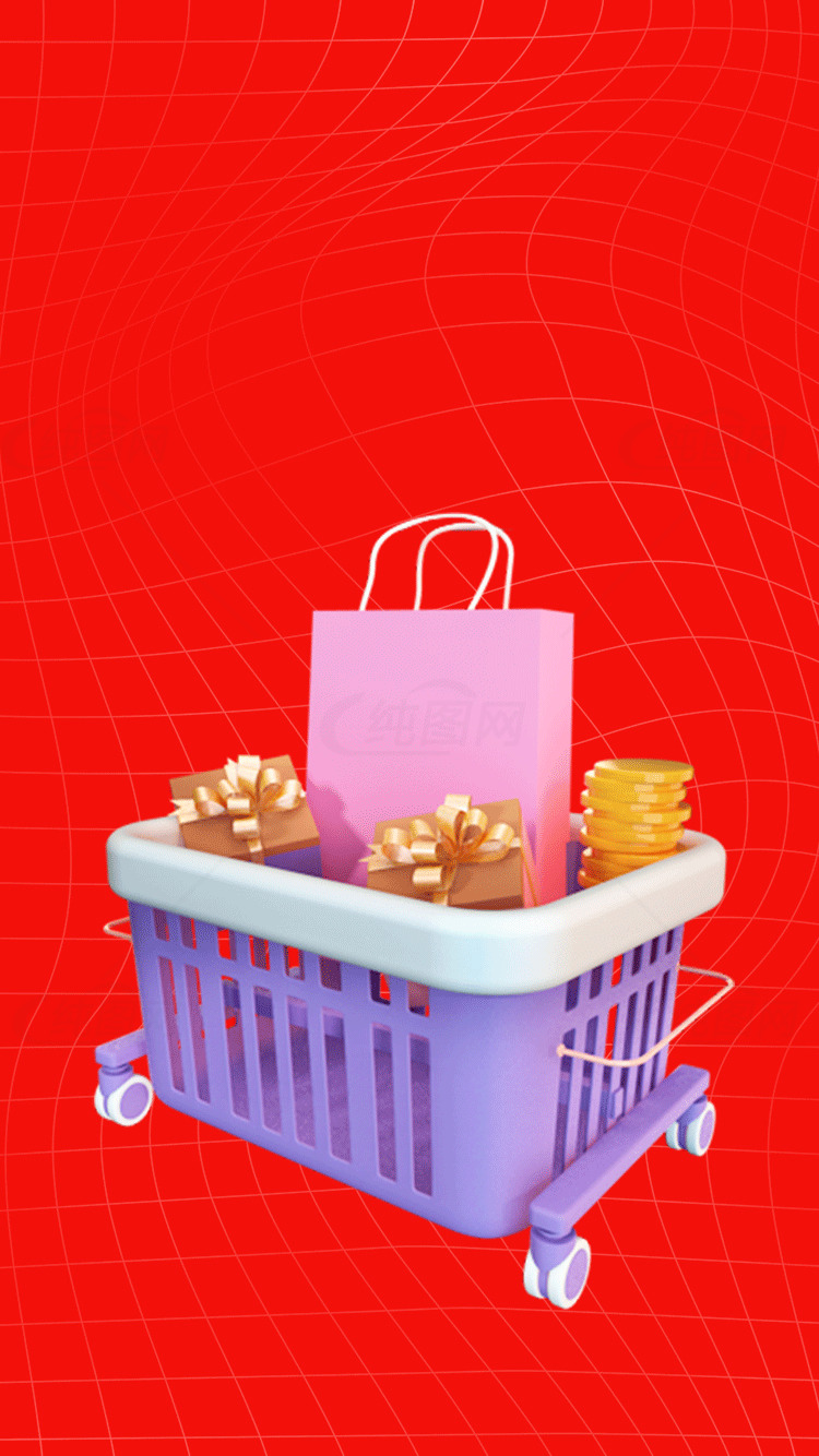 购物车中的礼物和购物袋素材