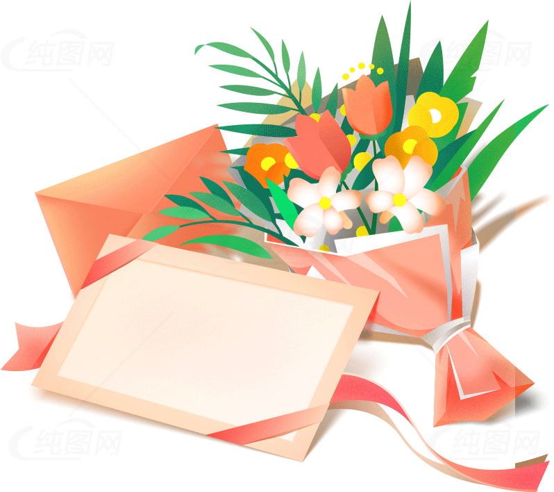 精美花束与信封插画设计素材