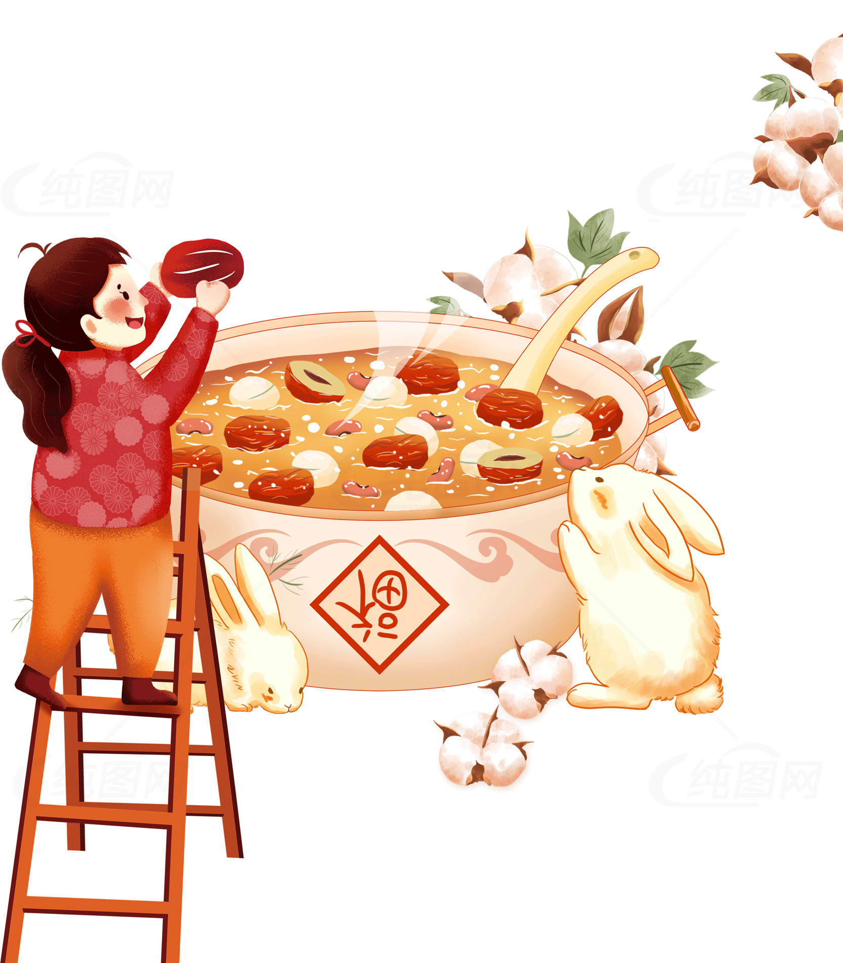 传统腊八粥插画：节日庆祝与文化传承素材