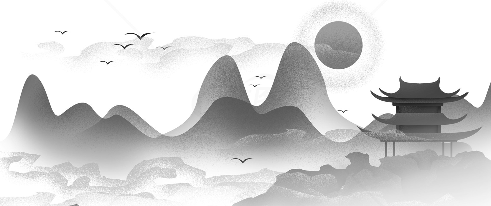 中国水墨山水画艺术素材