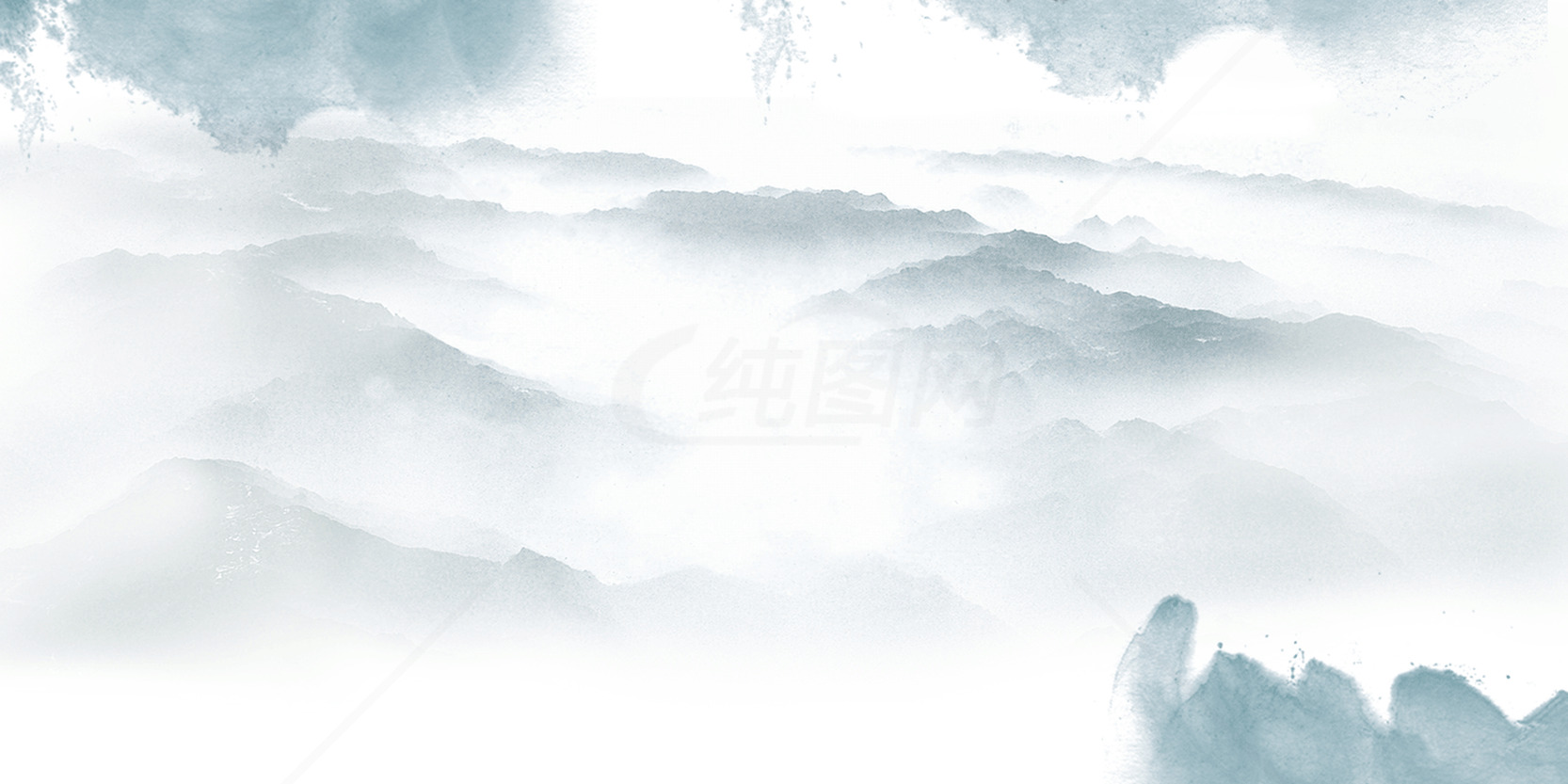 中国风水墨山水画背景素材 - 东方风景艺术