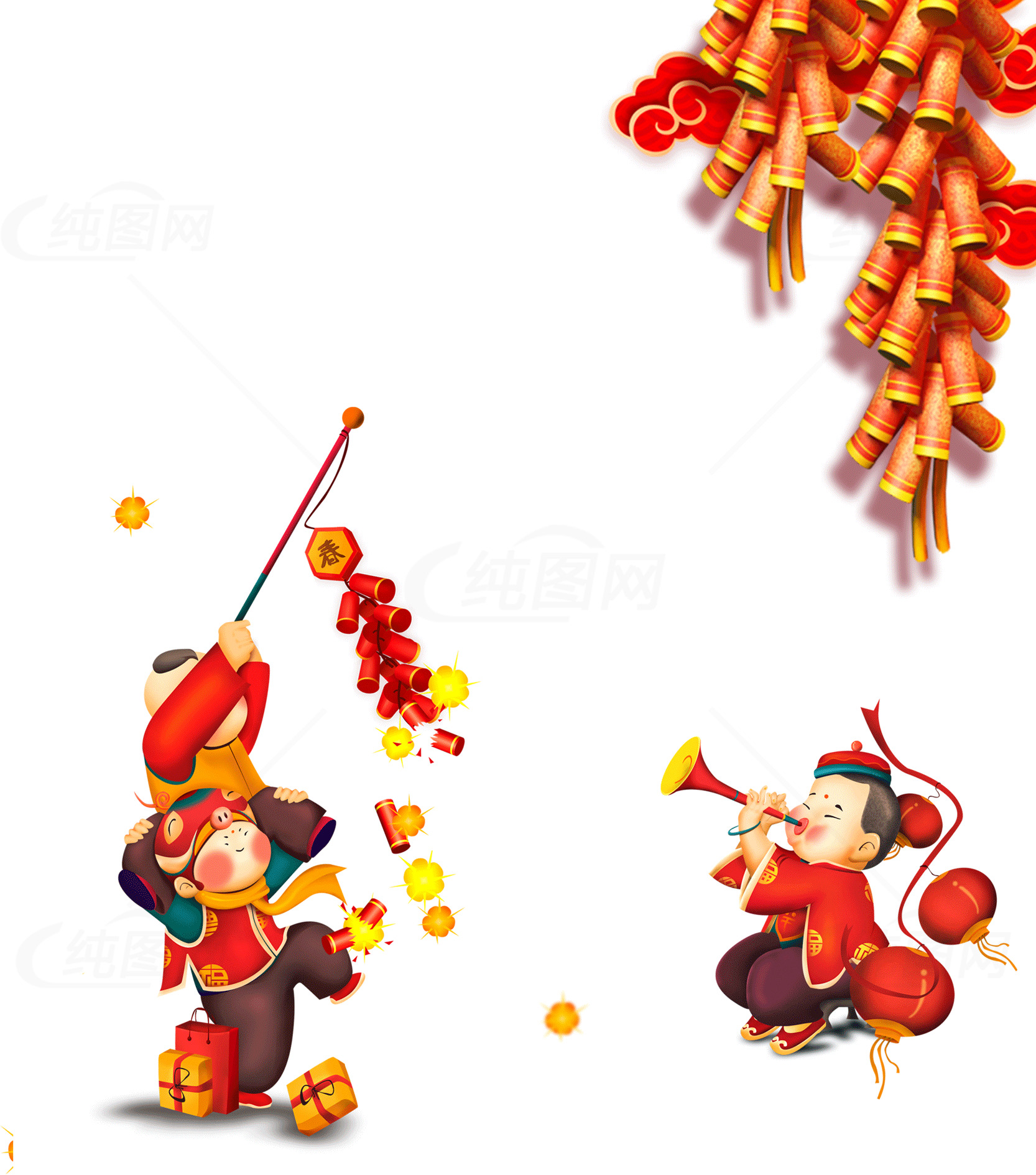 春节庆祝活动插画设计素材