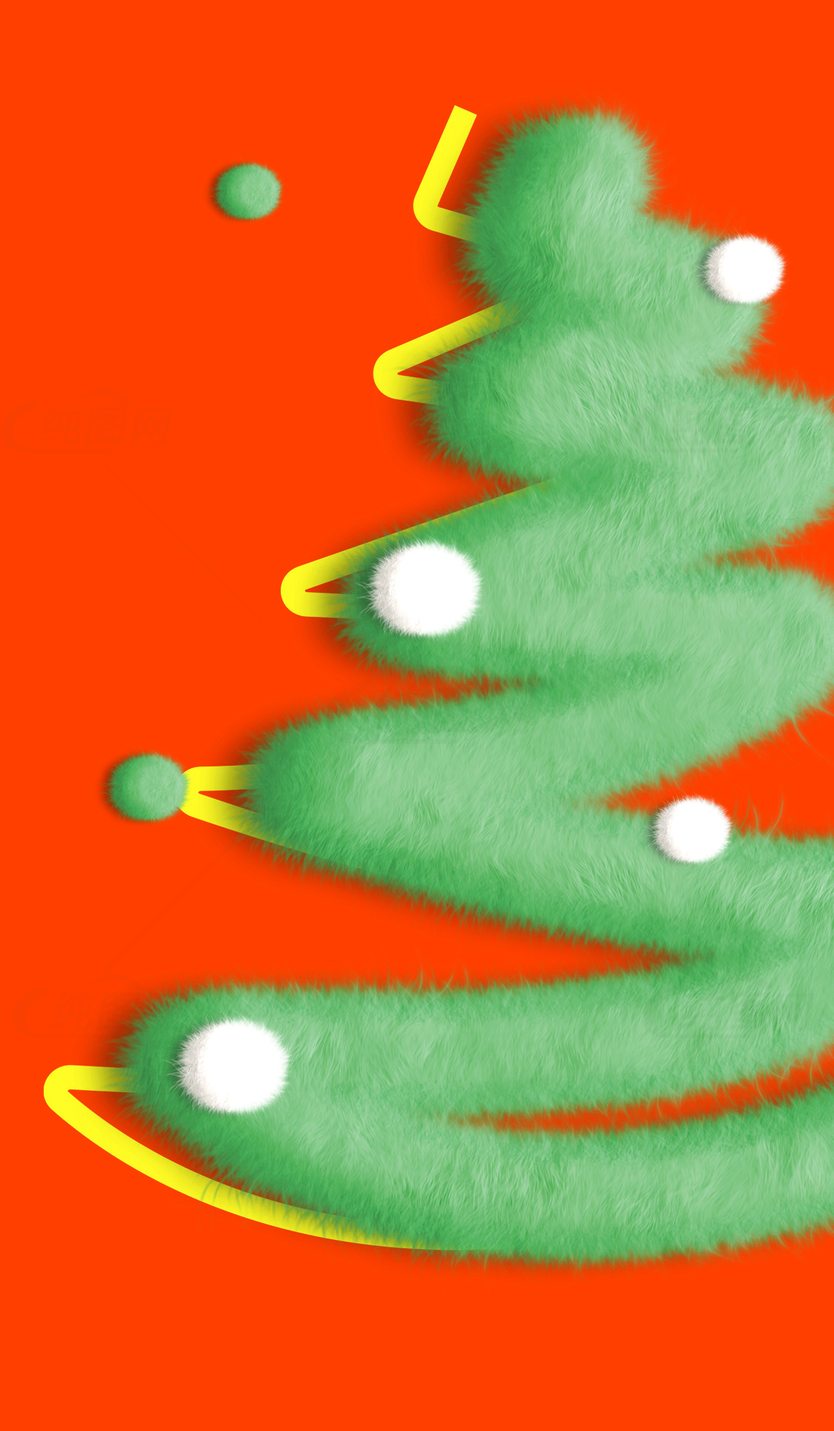 创意毛绒圣诞树插画设计素材