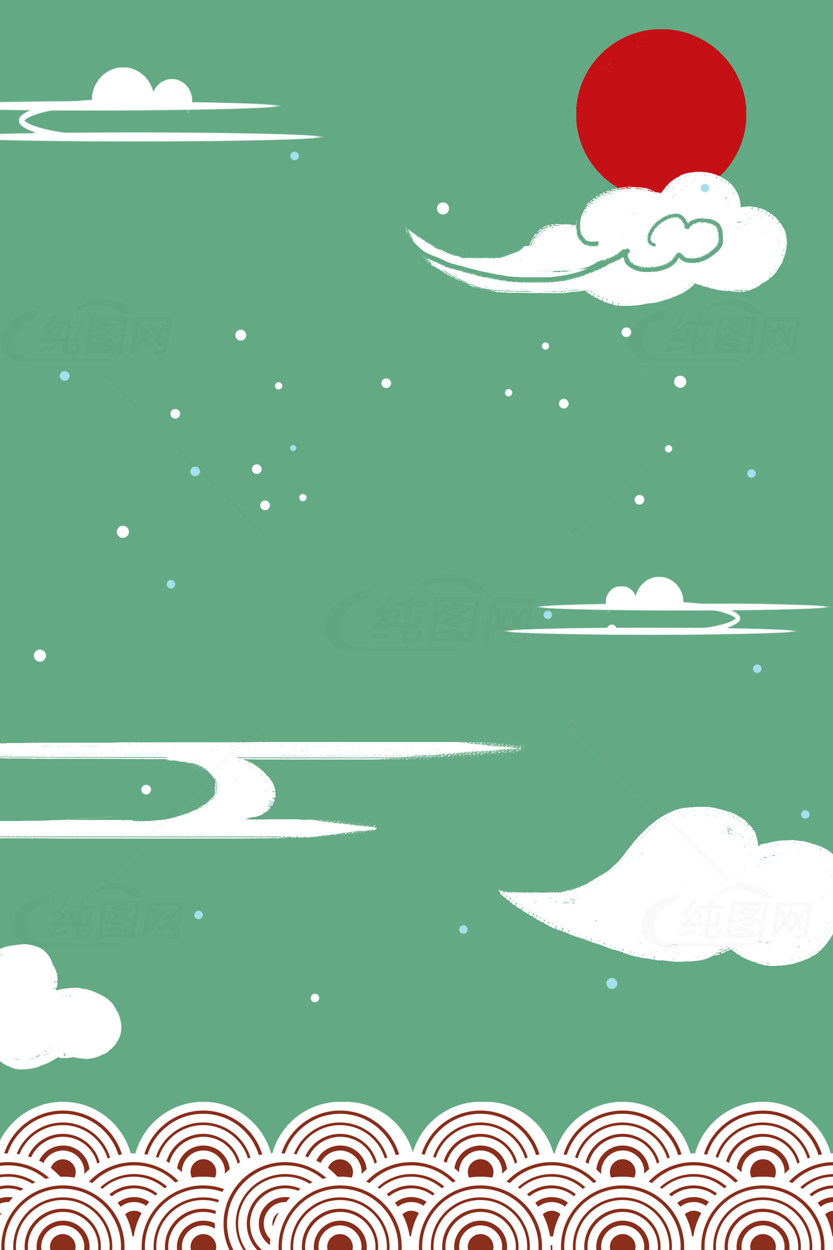 中国风格的云彩和太阳背景图片素材