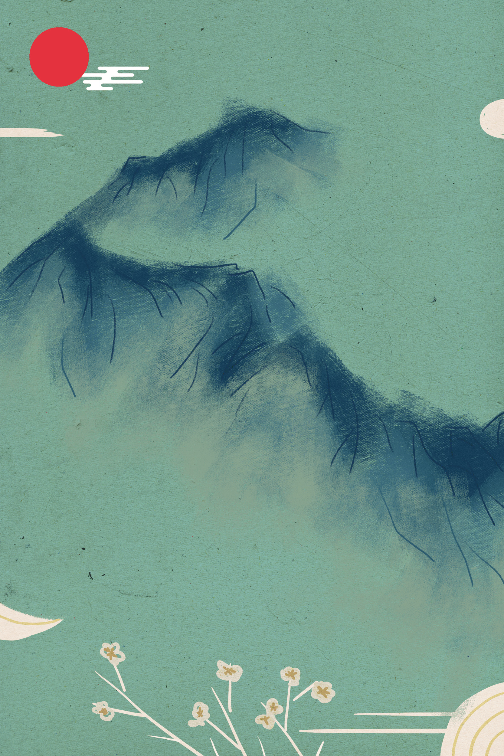 中国风水墨山水画背景图片素材