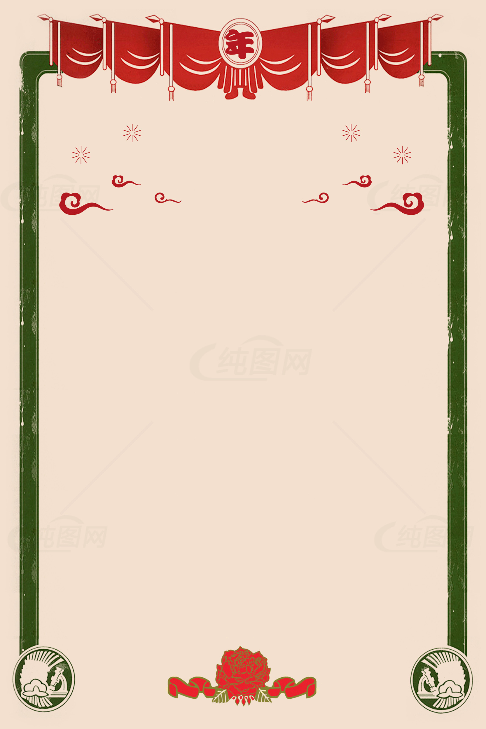 中国传统风格红色边框背景图片素材