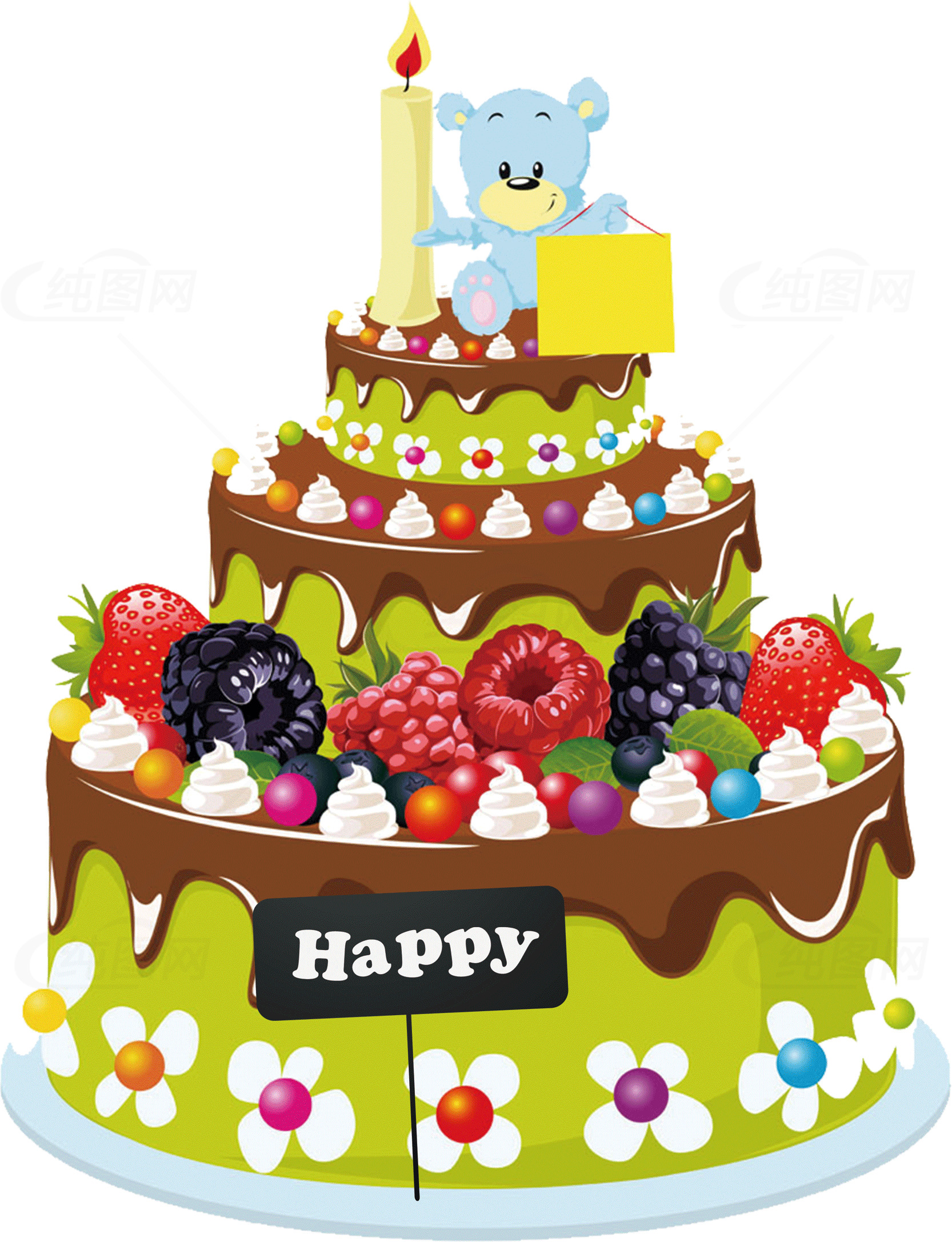 可爱卡通生日蛋糕图片 - 适合儿童派对的完美选择素材