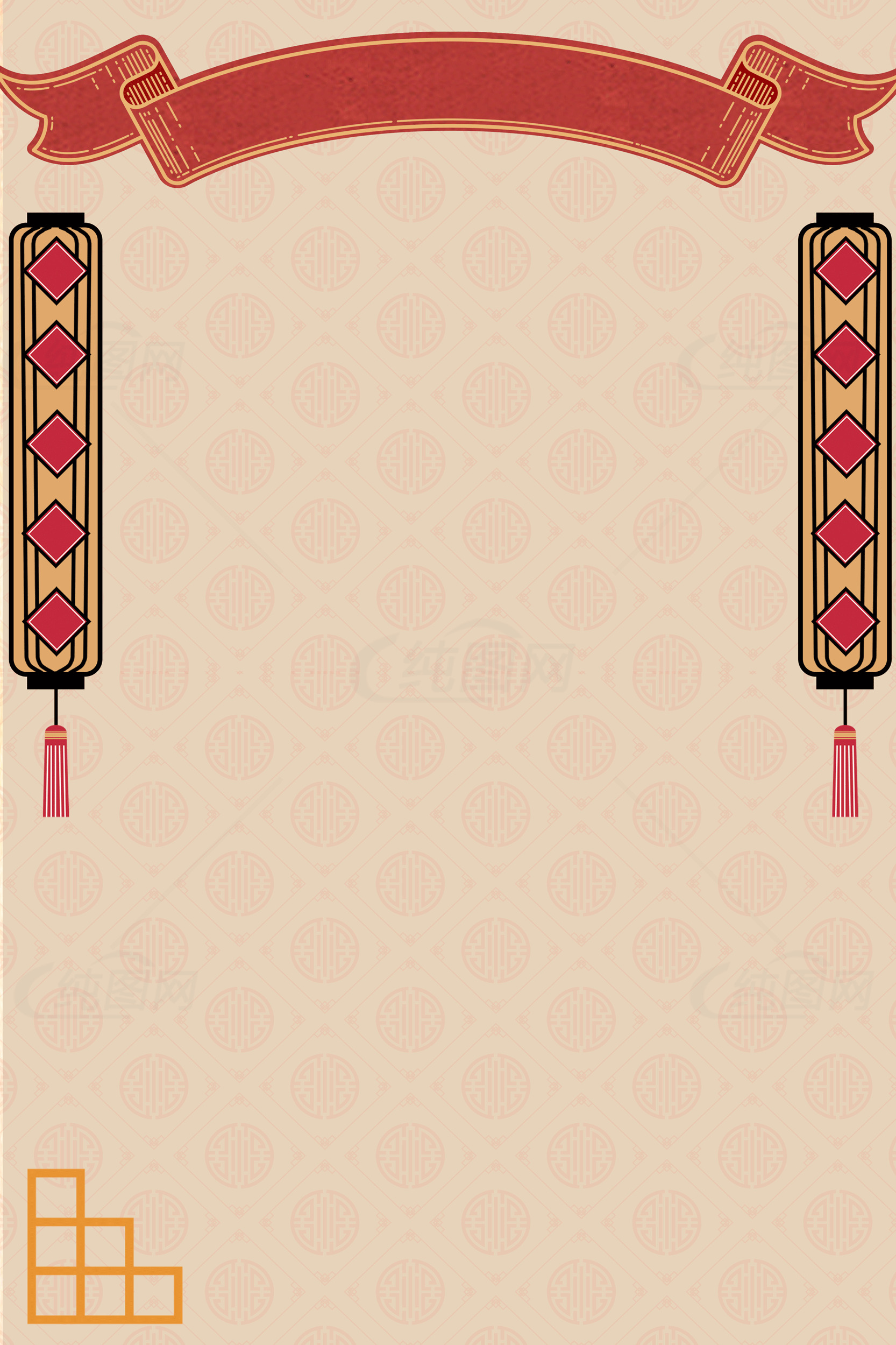 中国风新年背景红色灯笼装饰素材