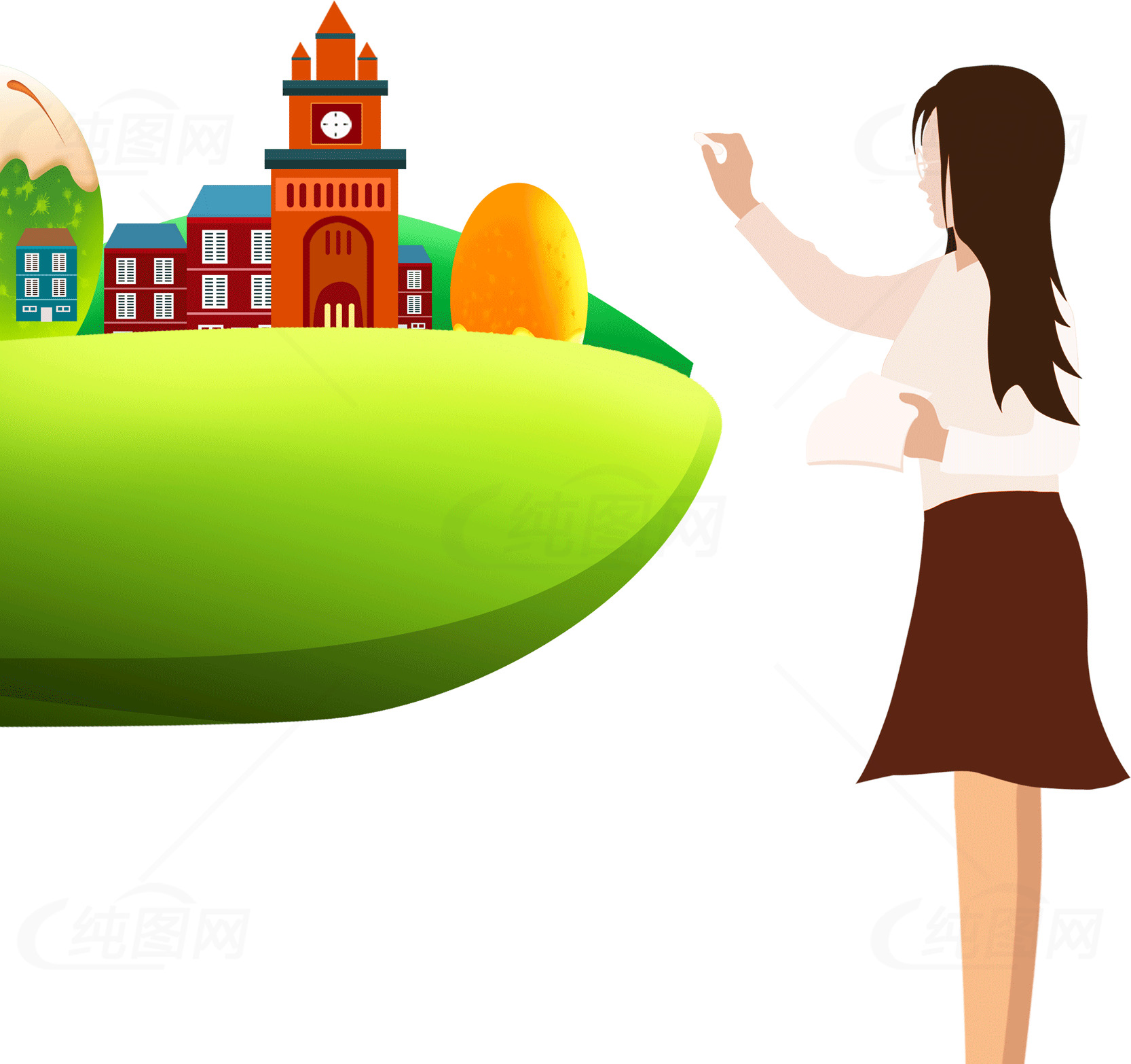 教育与未来：探索校园生活的艺术插画素材