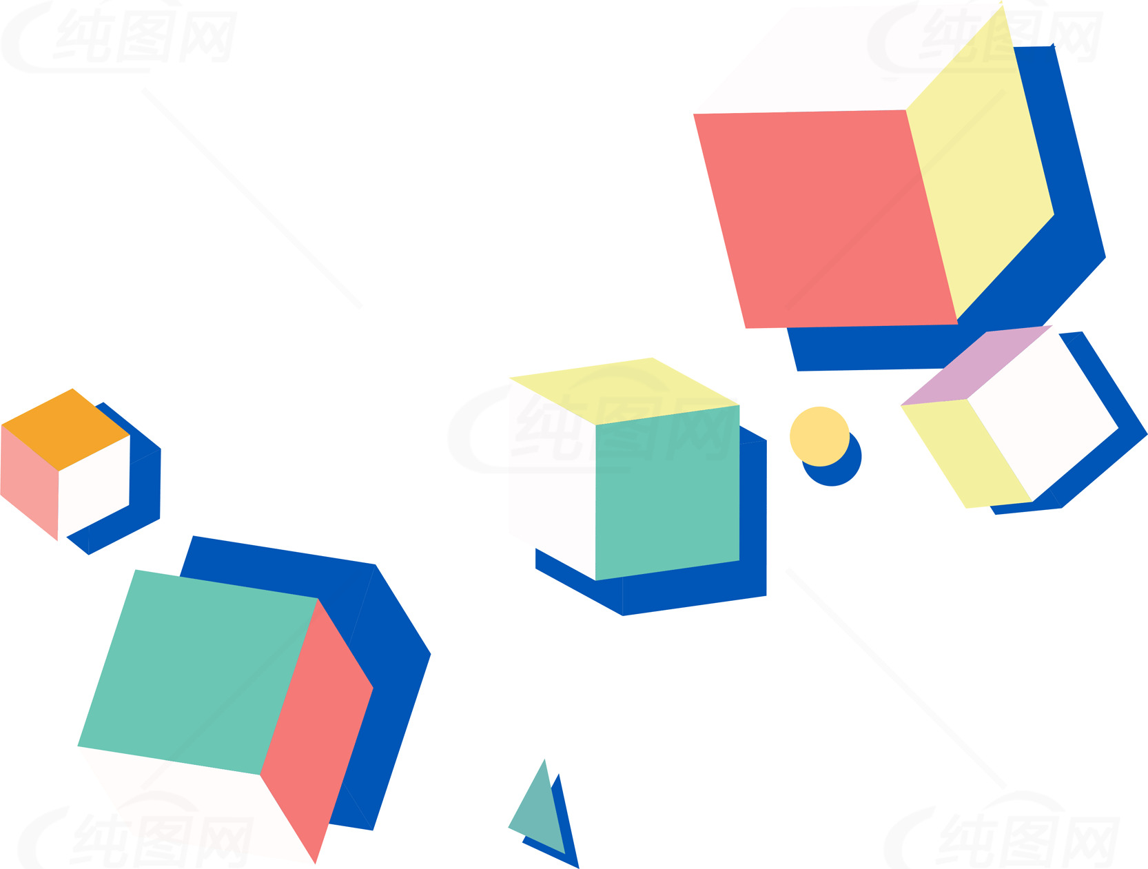 几何图形艺术设计：多彩立方体与抽象背景素材