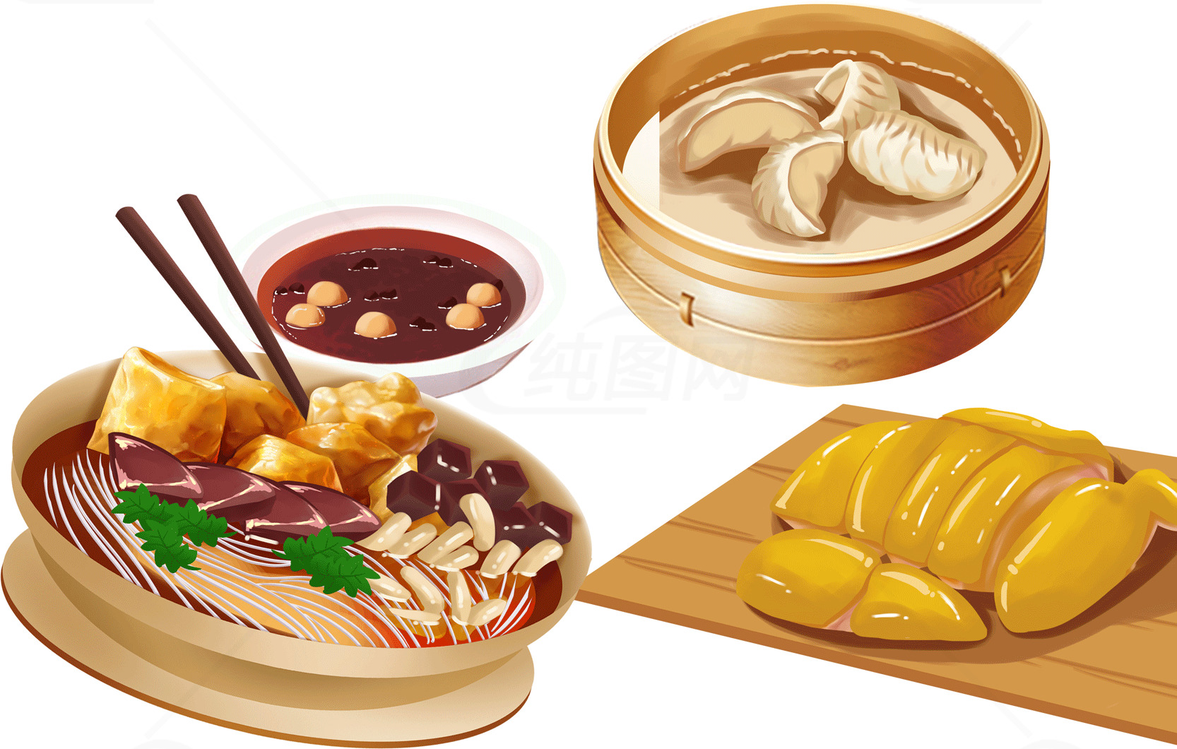 美味的中式传统美食插画素材