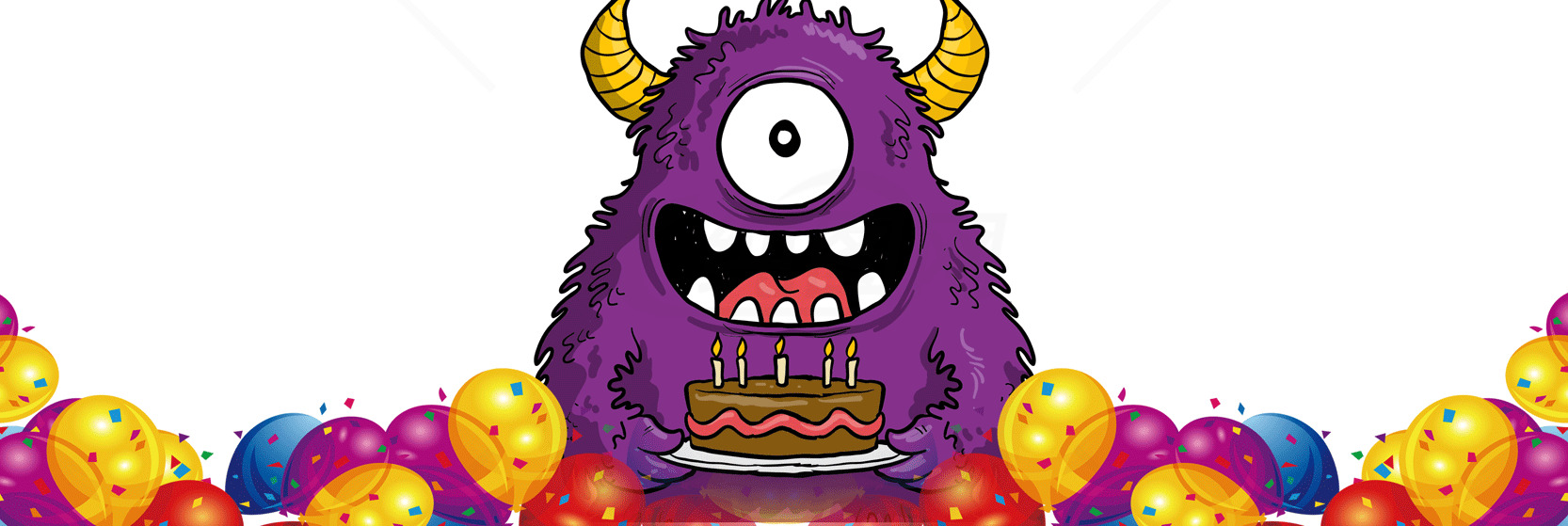 紫色怪兽生日派对插画素材