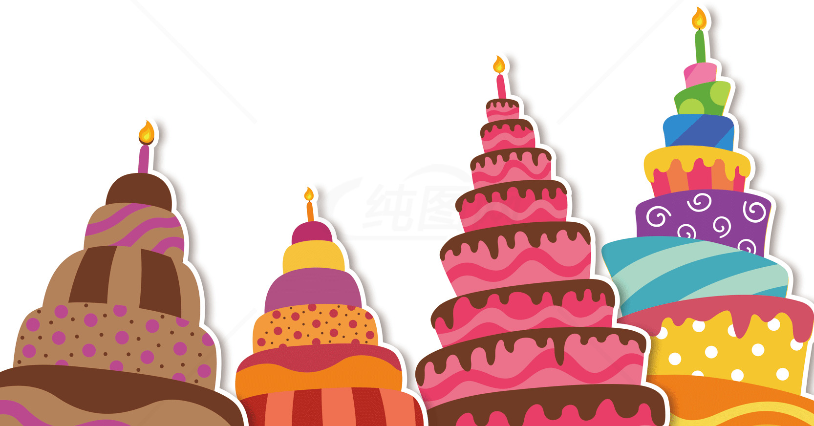 五彩缤纷的生日蛋糕图片素材