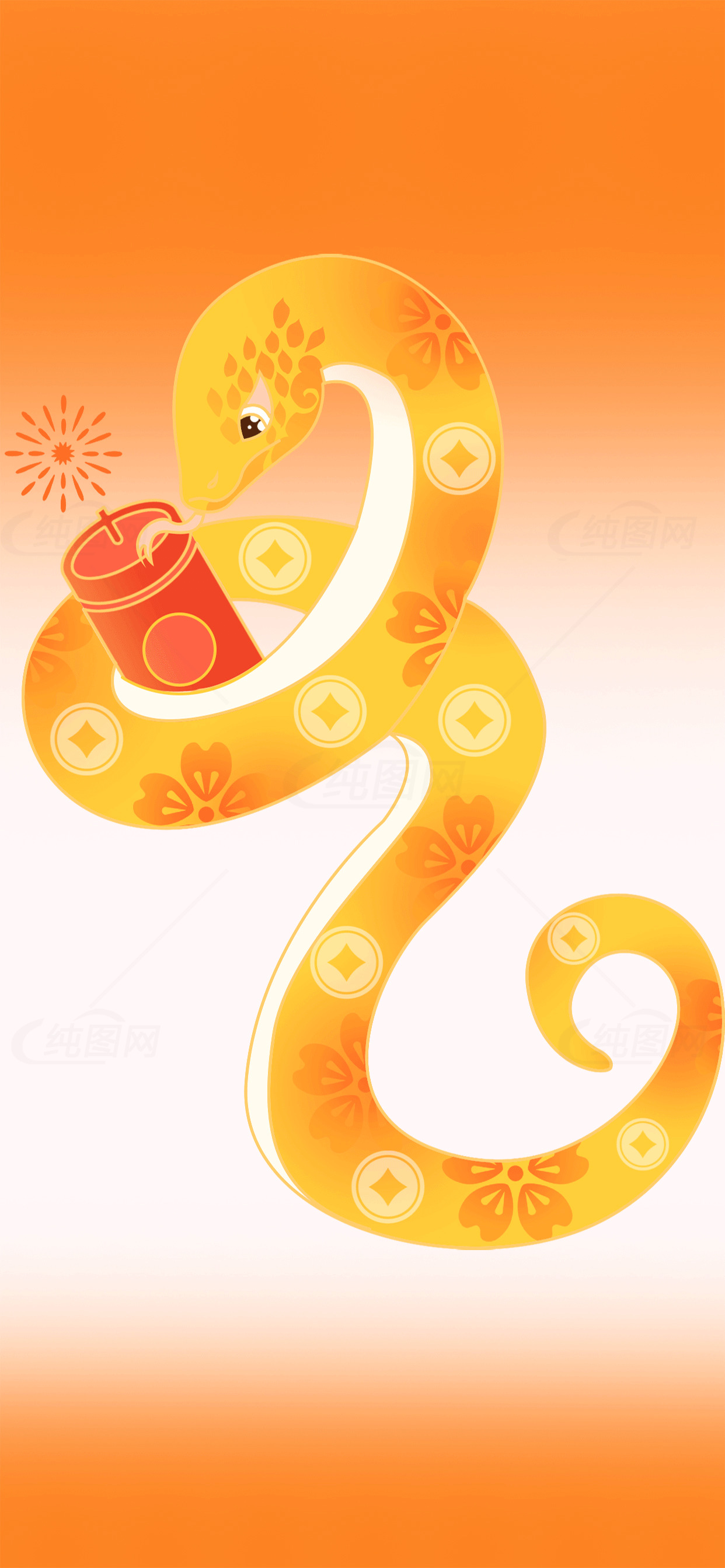 新年蛇形艺术插画：庆祝中国传统节日素材