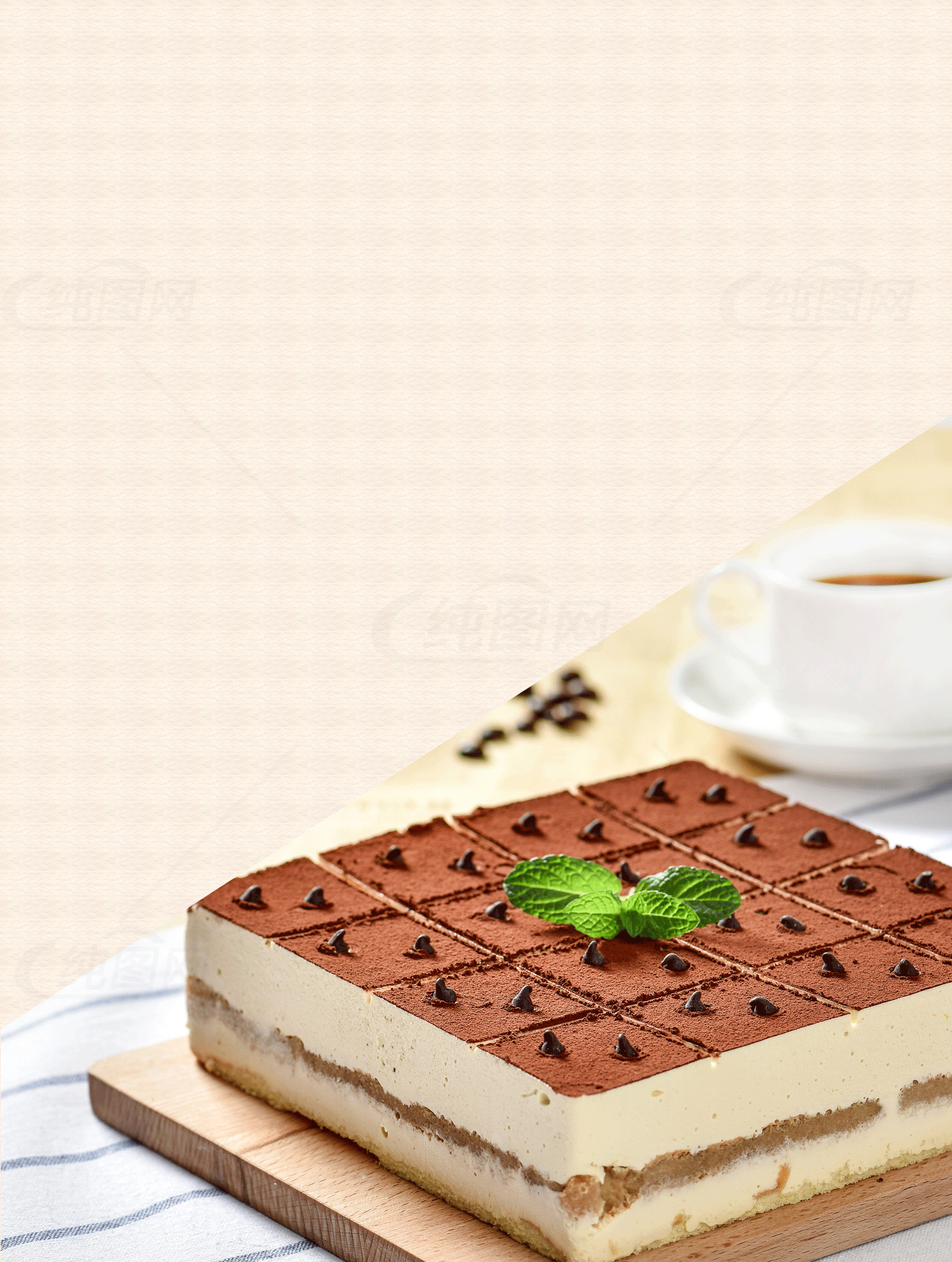 美味提拉米苏蛋糕与咖啡的完美搭配素材