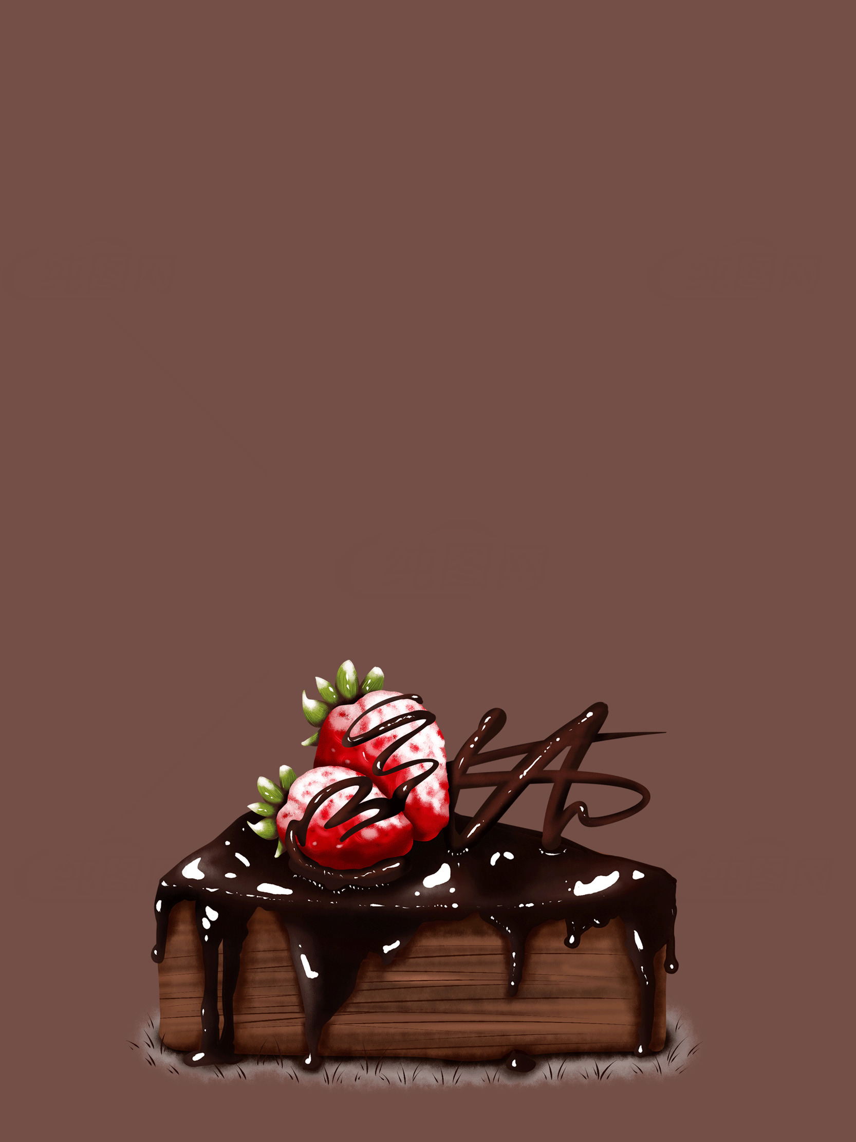 巧克力草莓蛋糕插画素材