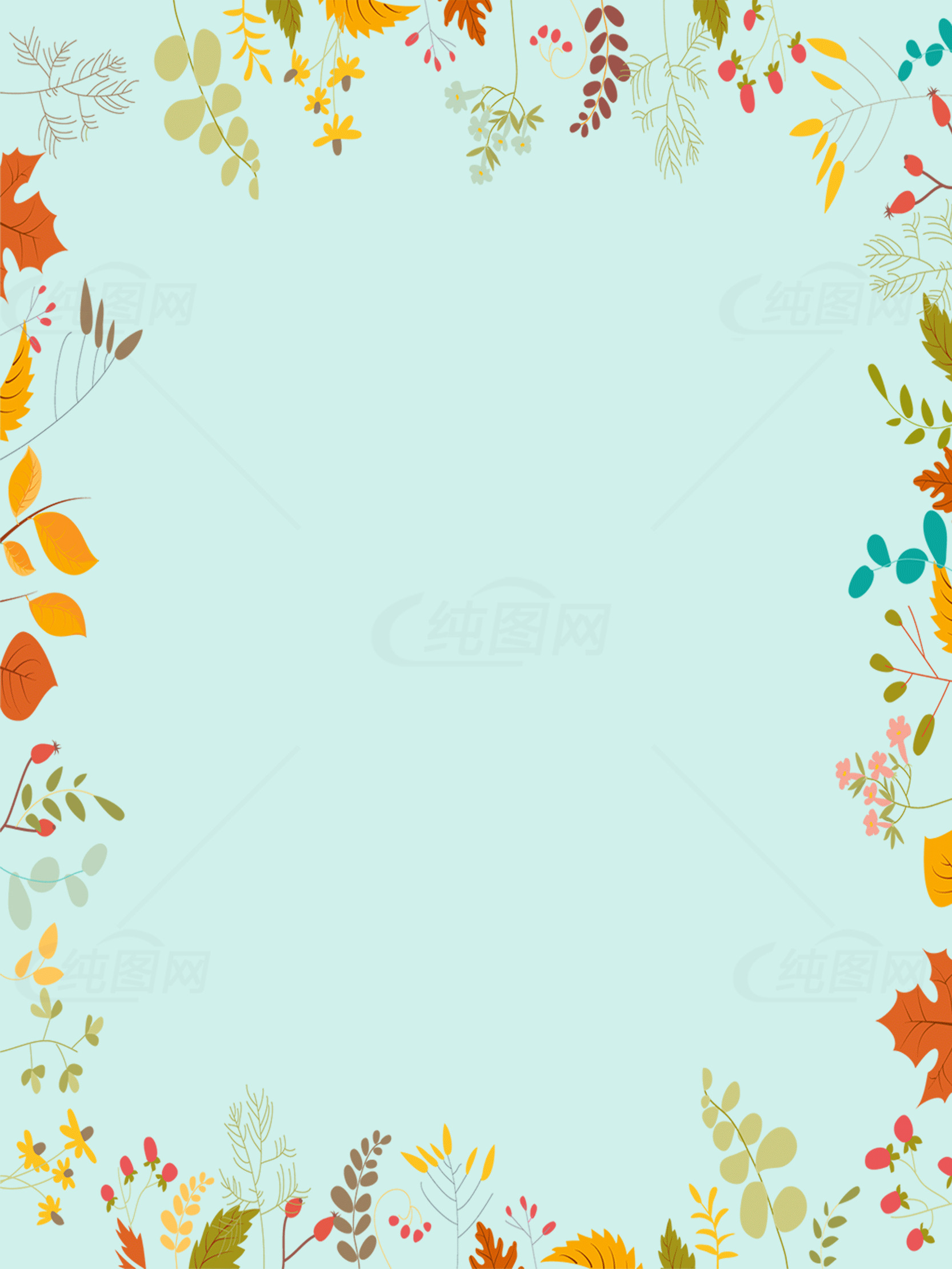 秋季叶子边框背景图片素材