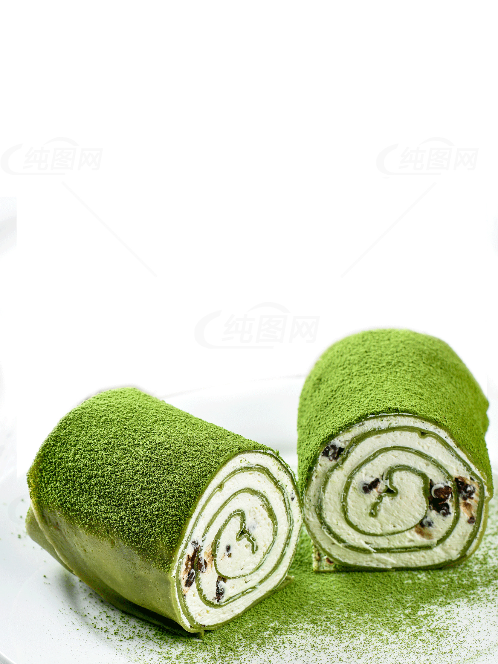 抹茶蛋糕卷：美味的日式甜点素材