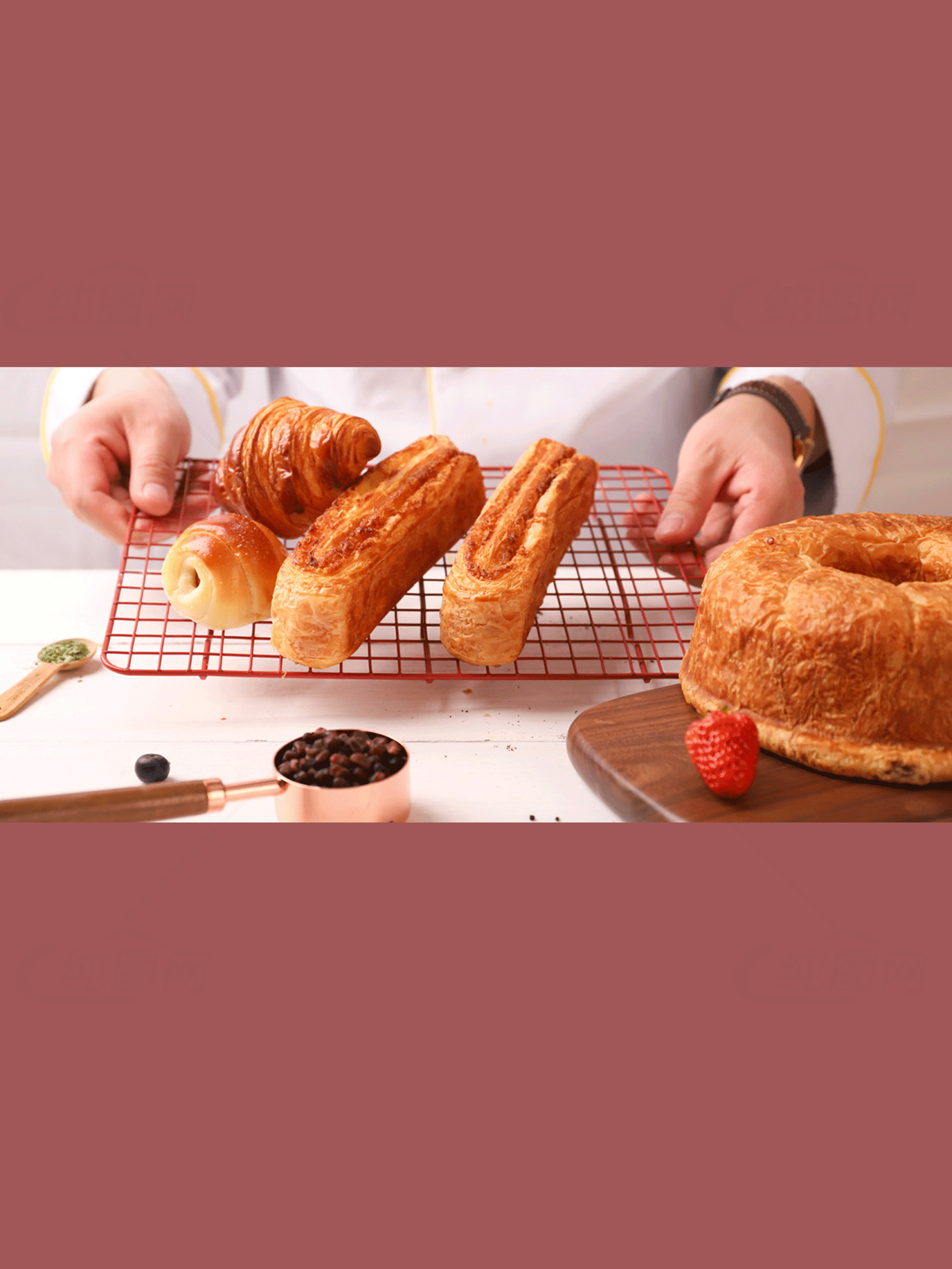 美味的法式烘焙面包展示素材