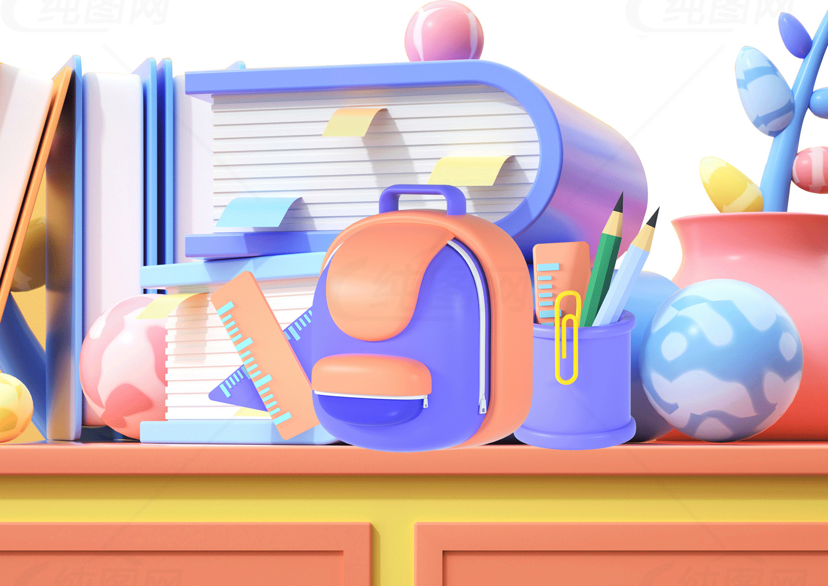 创意学习用品摆设图片素材