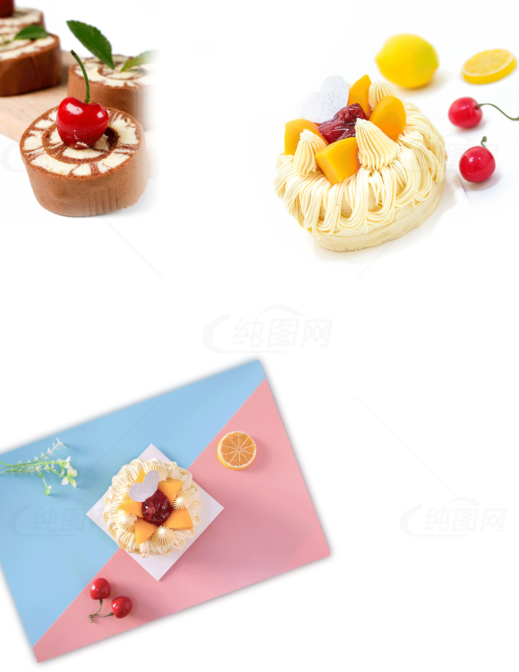 美味水果蛋糕和甜点展示素材