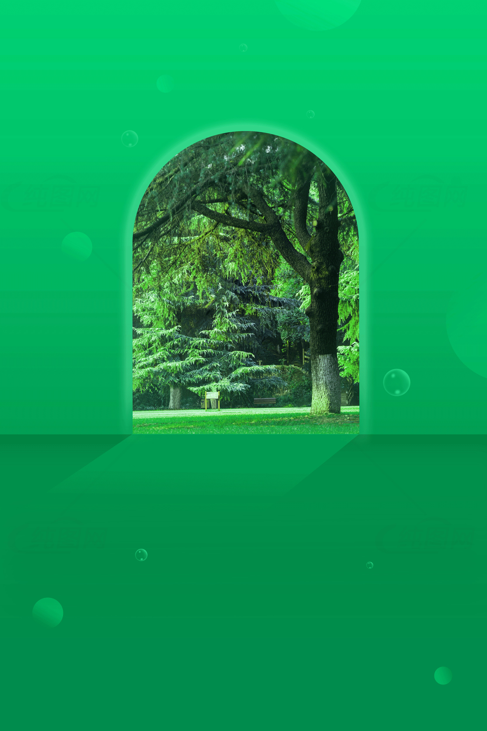 绿色窗外风景图片素材