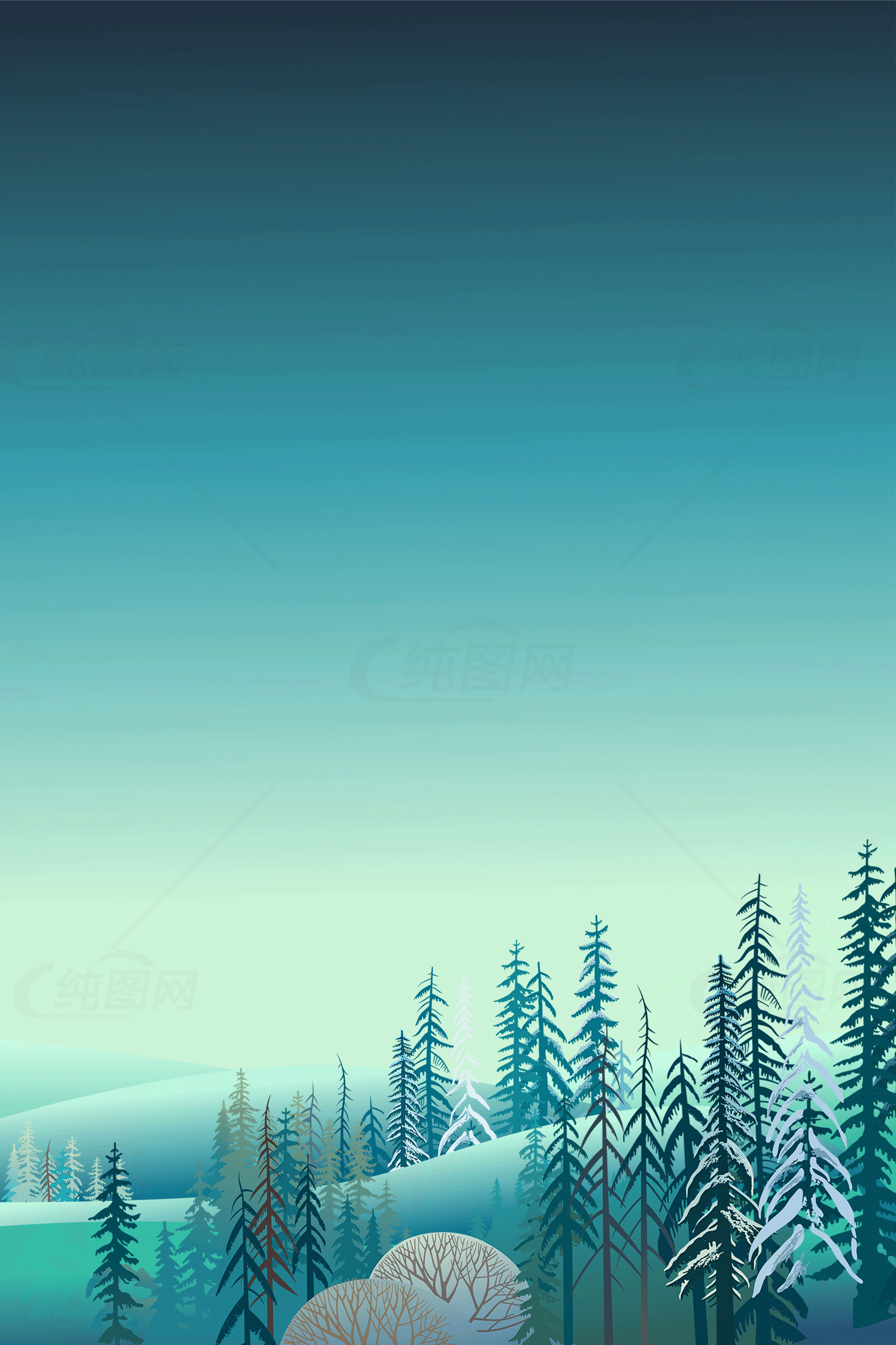 冬季森林风景插画素材