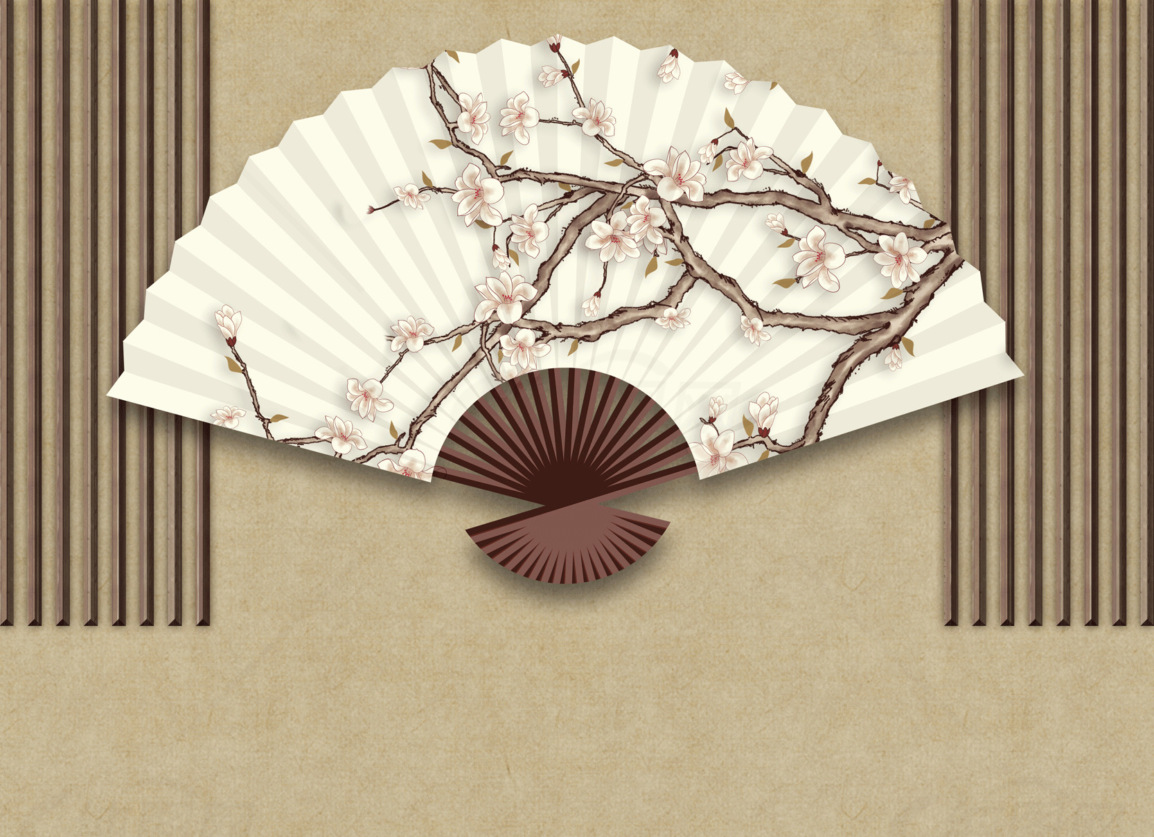 古典樱花扇子壁纸素材