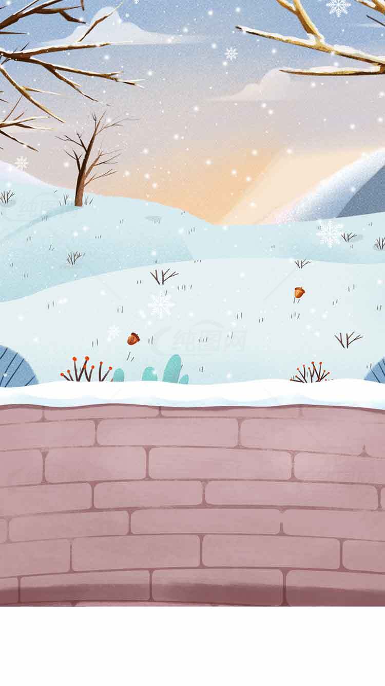 冬季雪景插画风景唯美壁纸素材