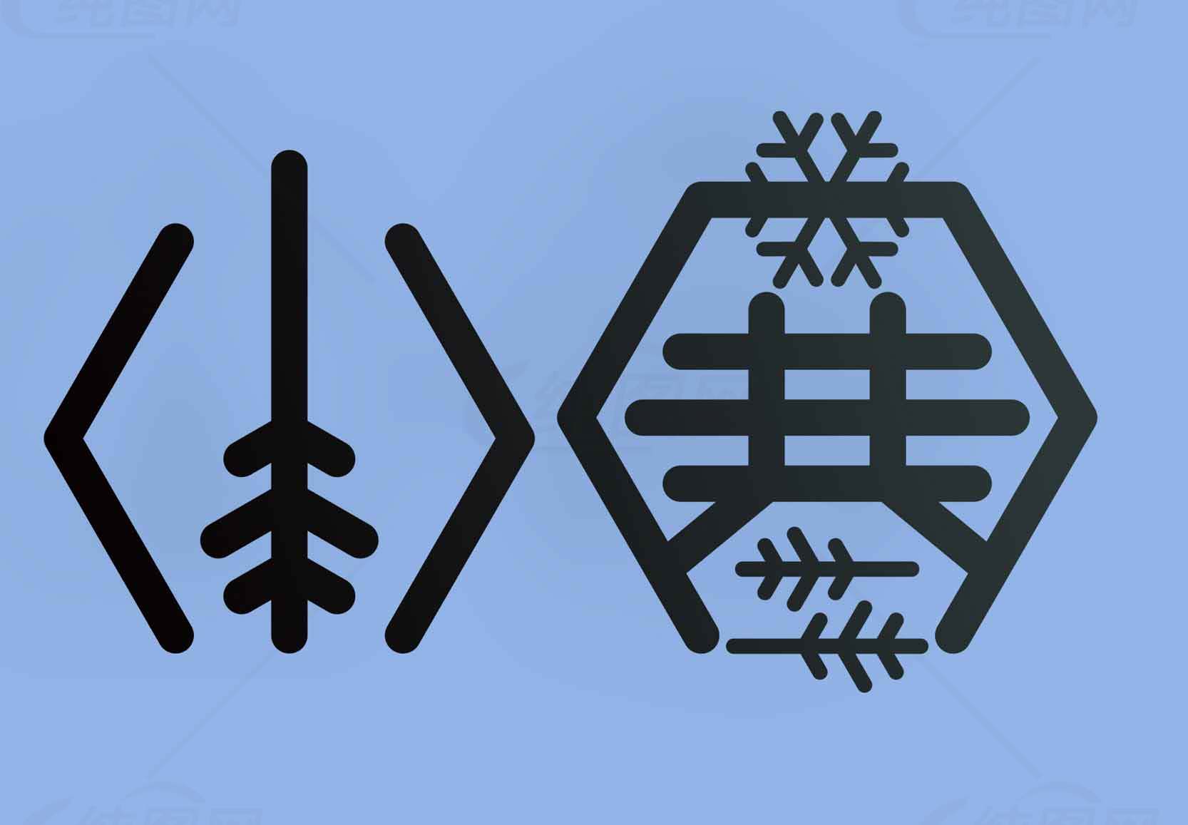 小寒节气设计灵感：蓝色背景与雪花元素素材