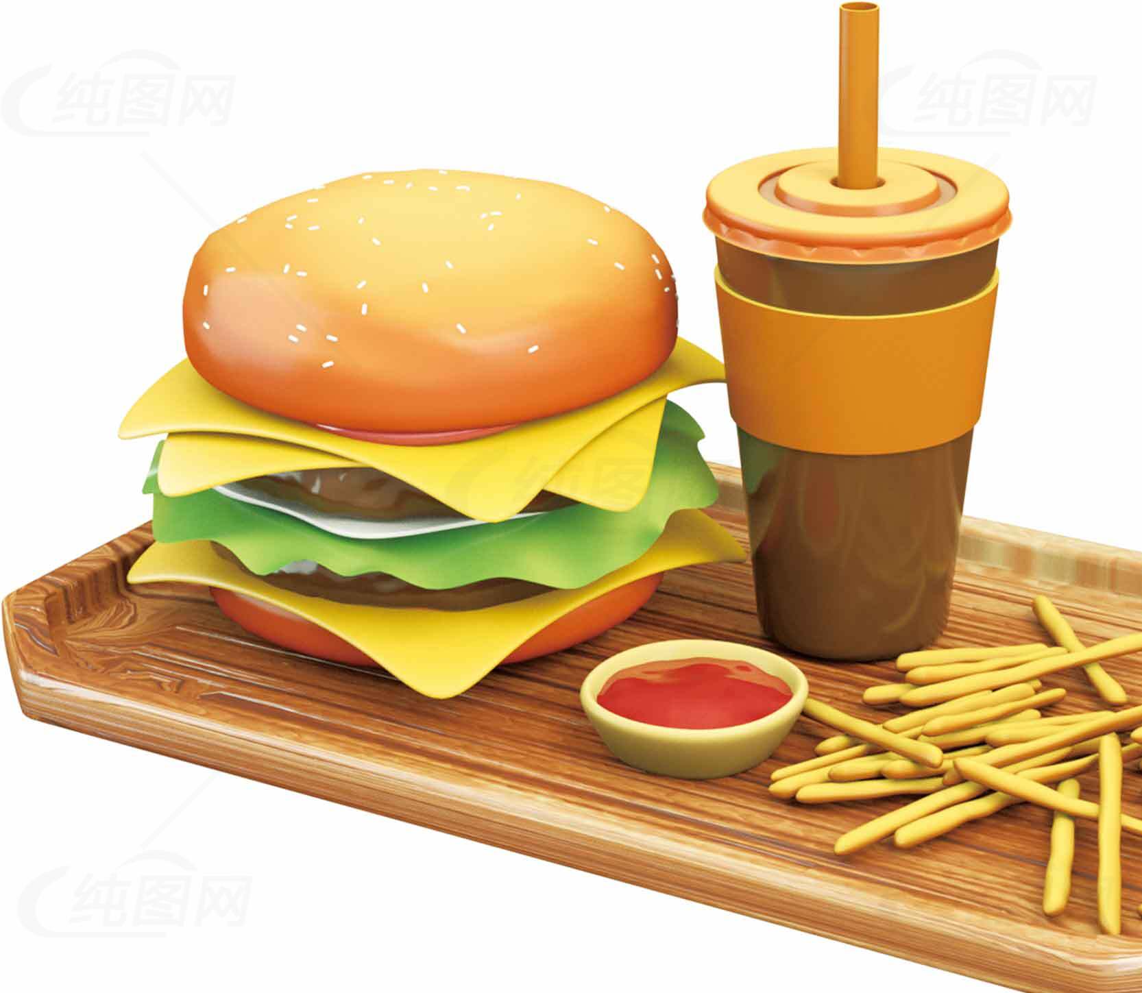 美味汉堡薯条套餐图片素材
