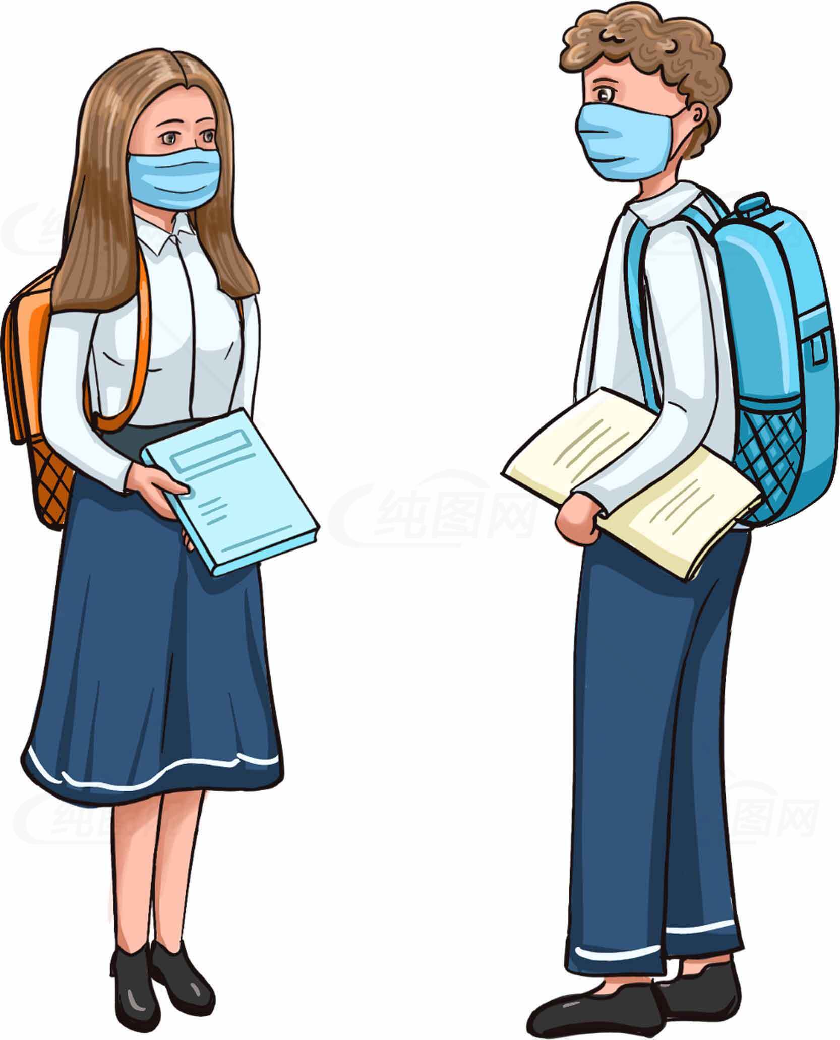 学生卡通插画：校园生活与学习场景素材
