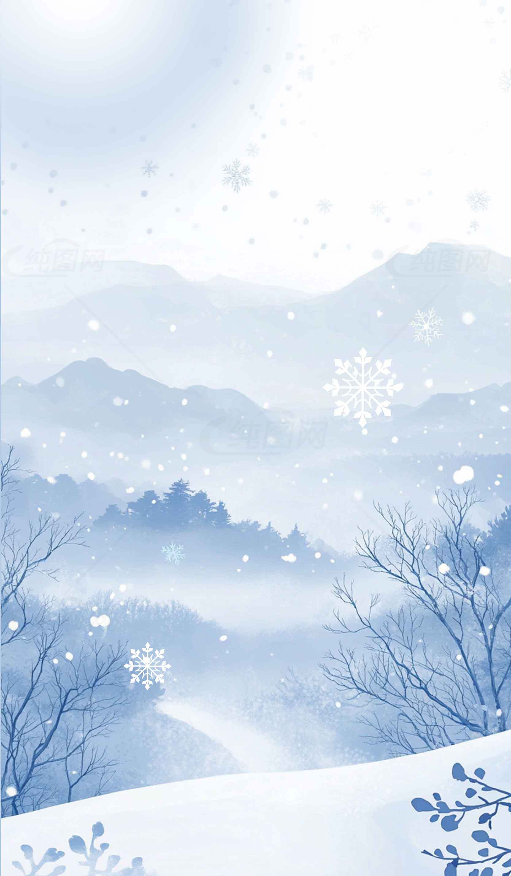 冬季雪景自然风光背景图片高清壁纸素材
